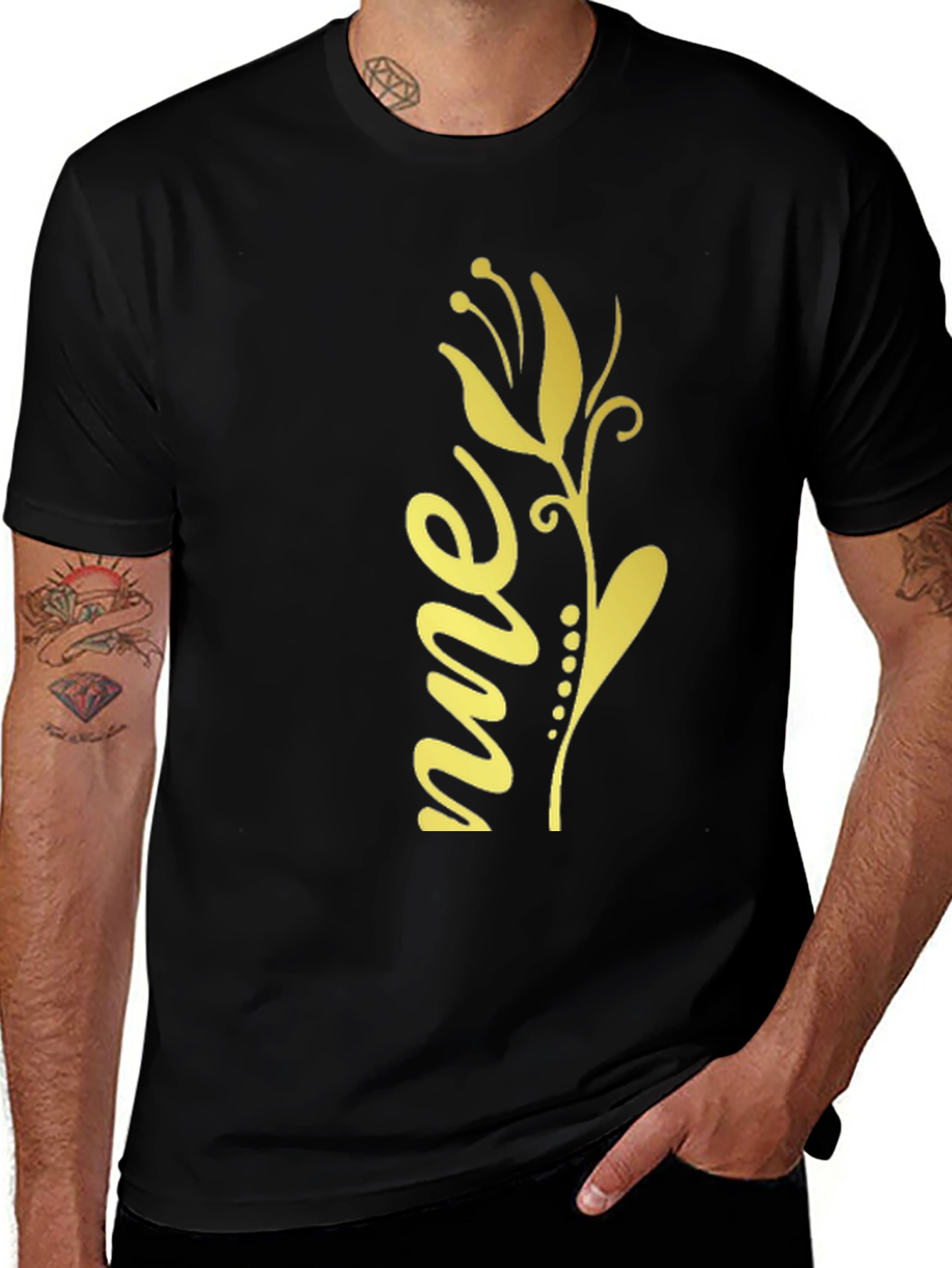 Floral Script Graphic Tee - Black Unisex