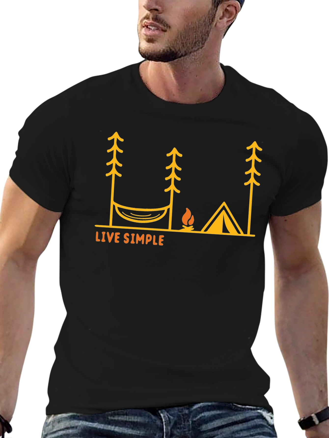 Live Simple Camping T-Shirt - Black