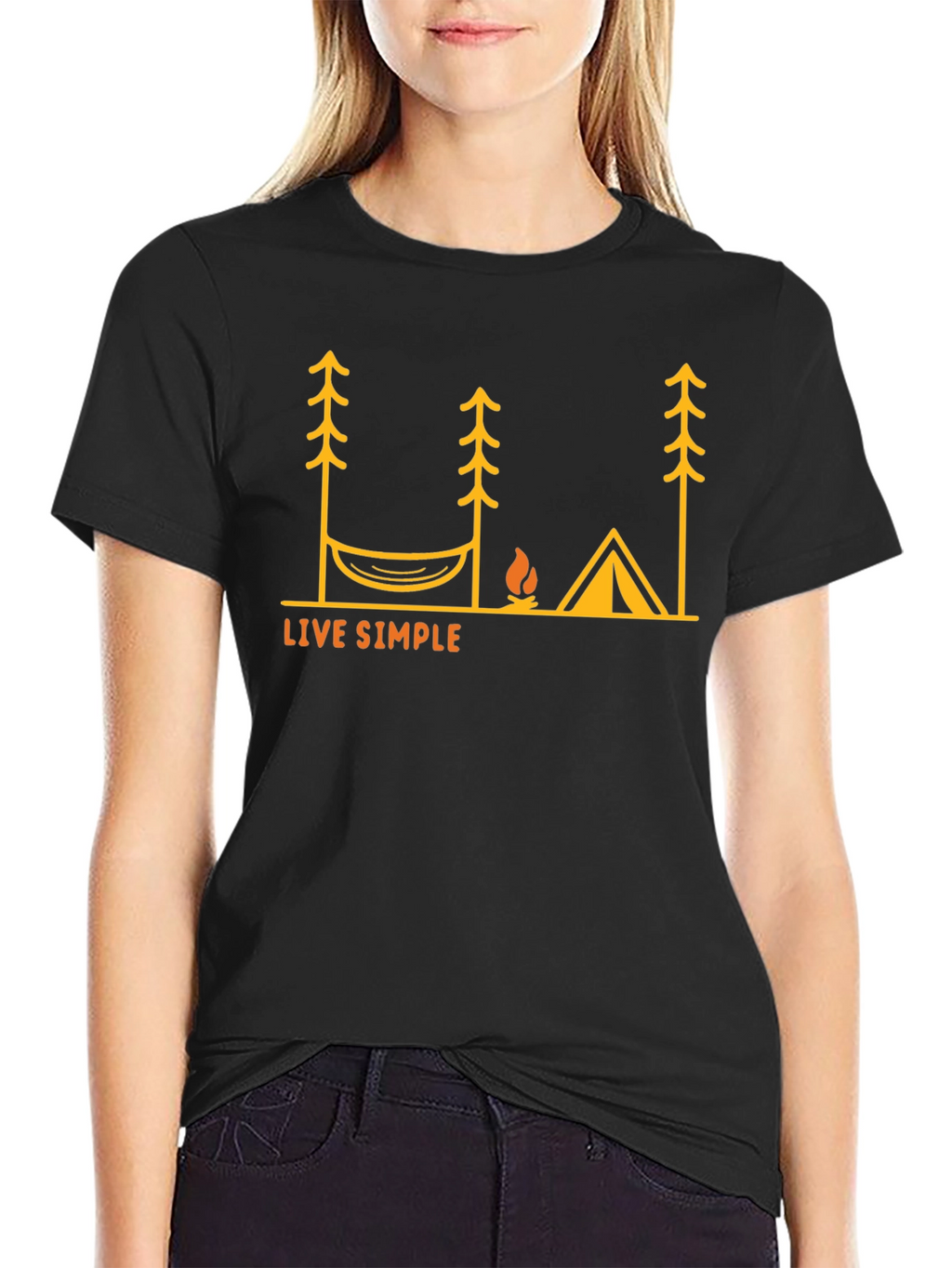 Live Simple Camping T-Shirt - Black