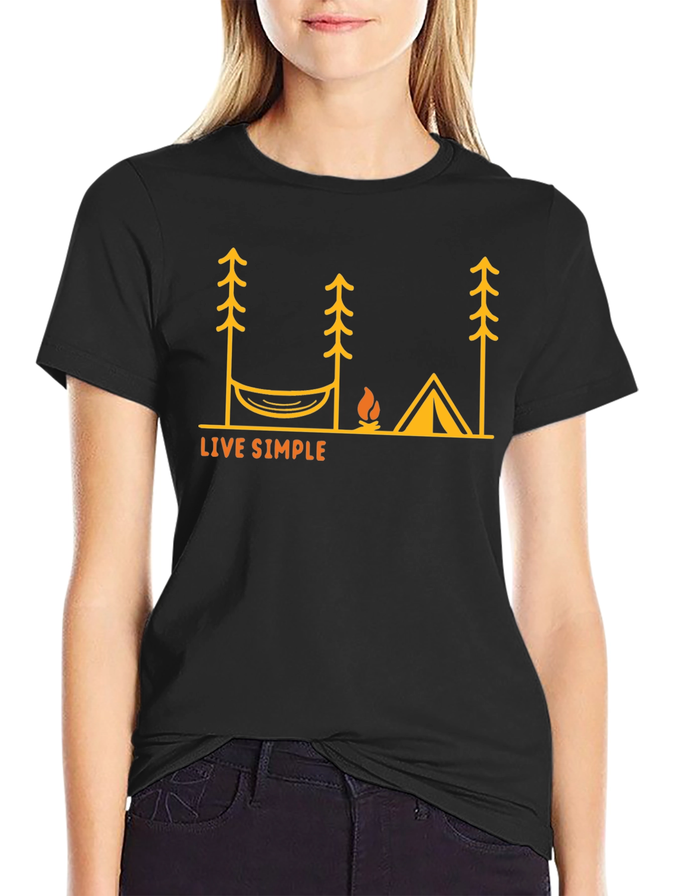 Live Simple Camping T-Shirt - Black