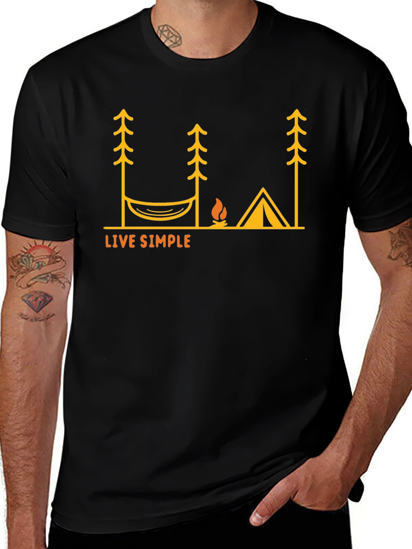 Live Simple Camping T-Shirt - Black