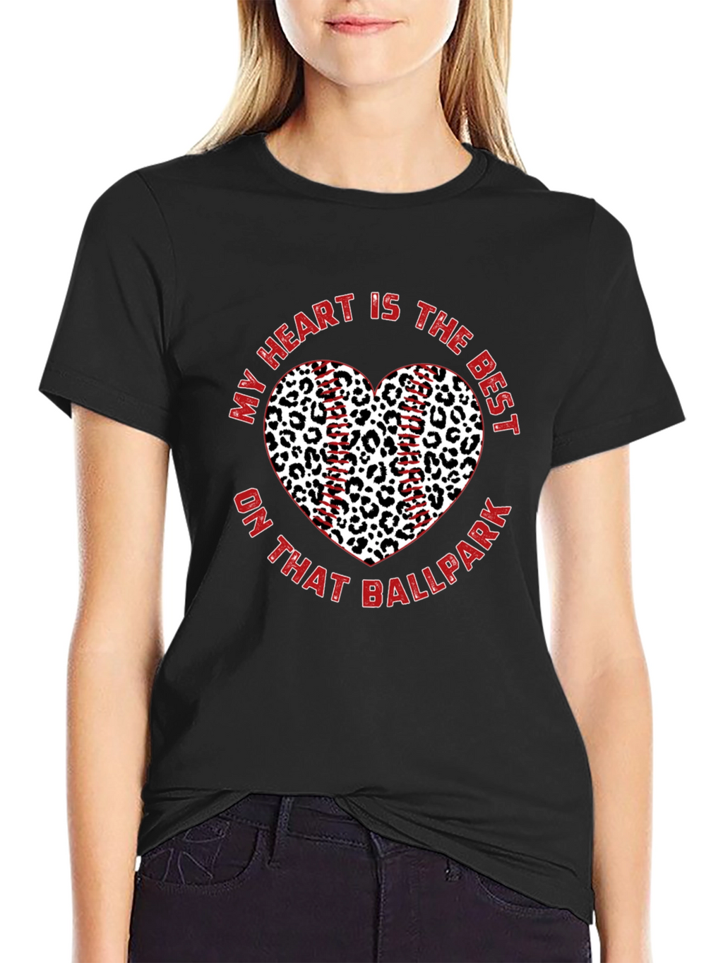 Baseball Leopard Heart T-Shirt
