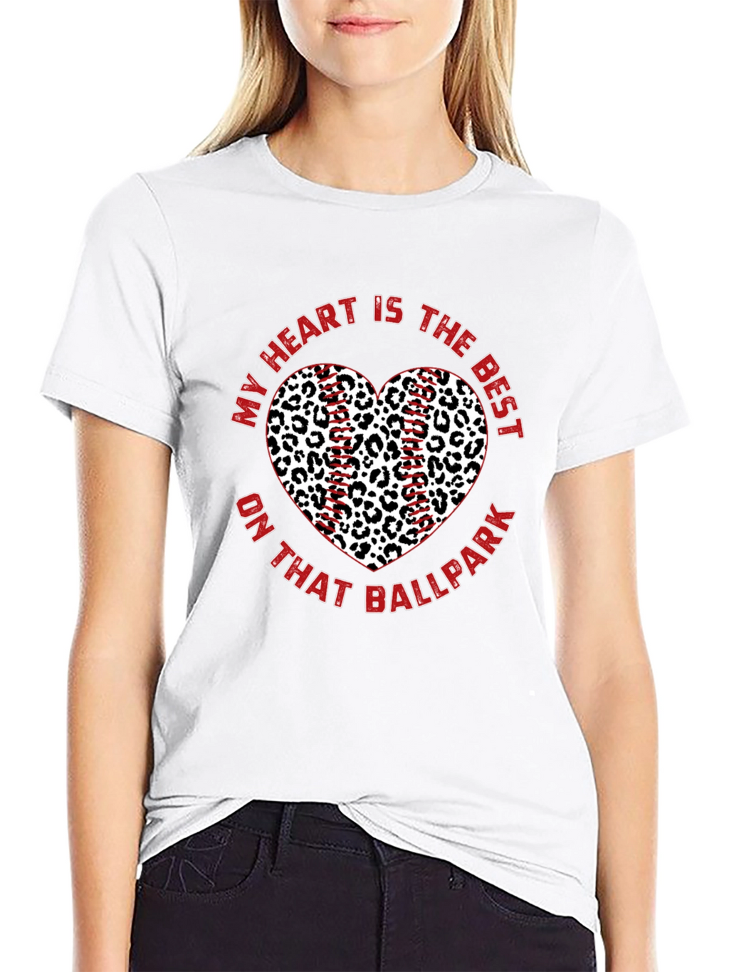 Baseball Leopard Heart T-Shirt