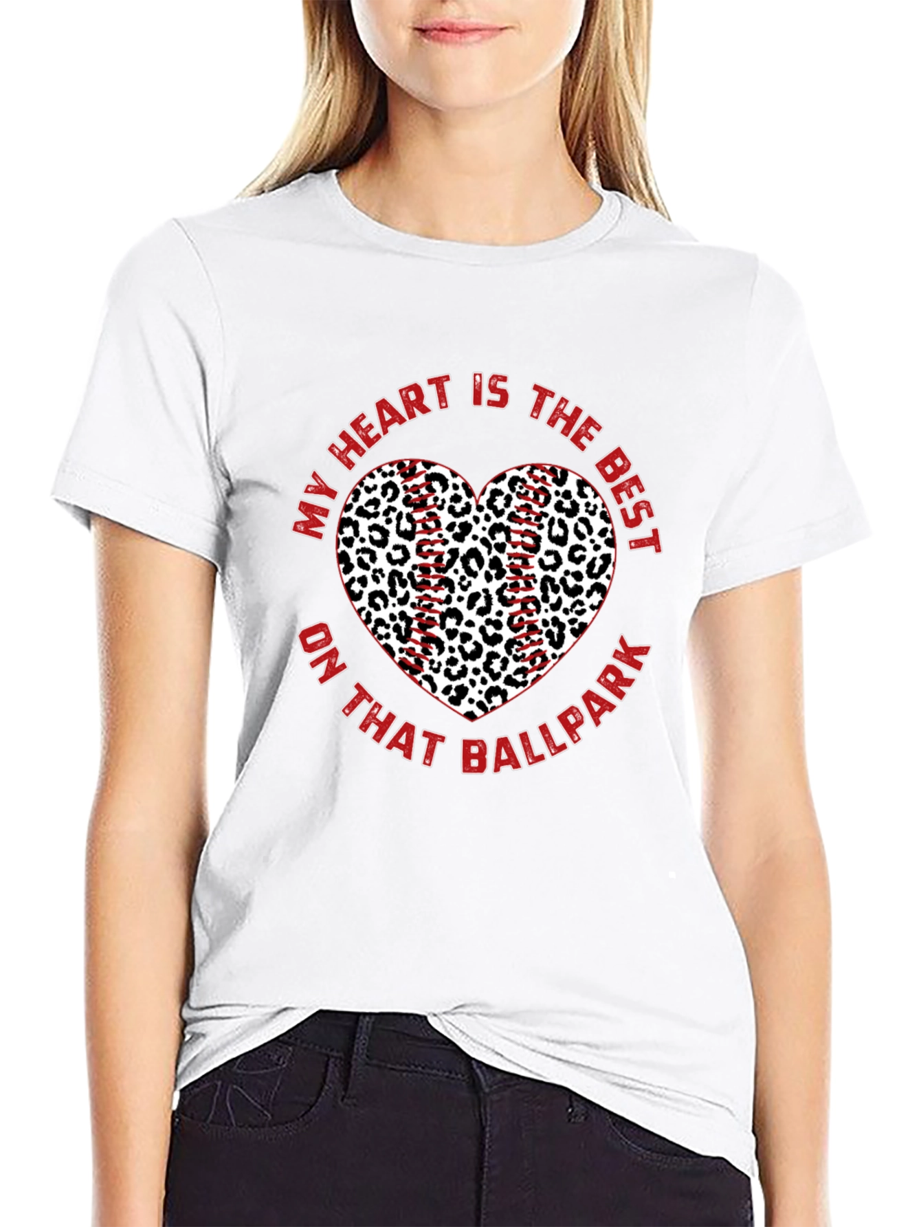 Baseball Leopard Heart T-Shirt