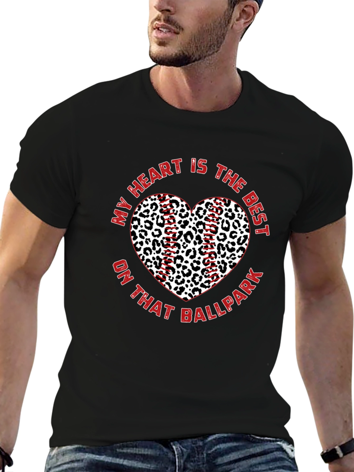 Baseball Leopard Heart T-Shirt