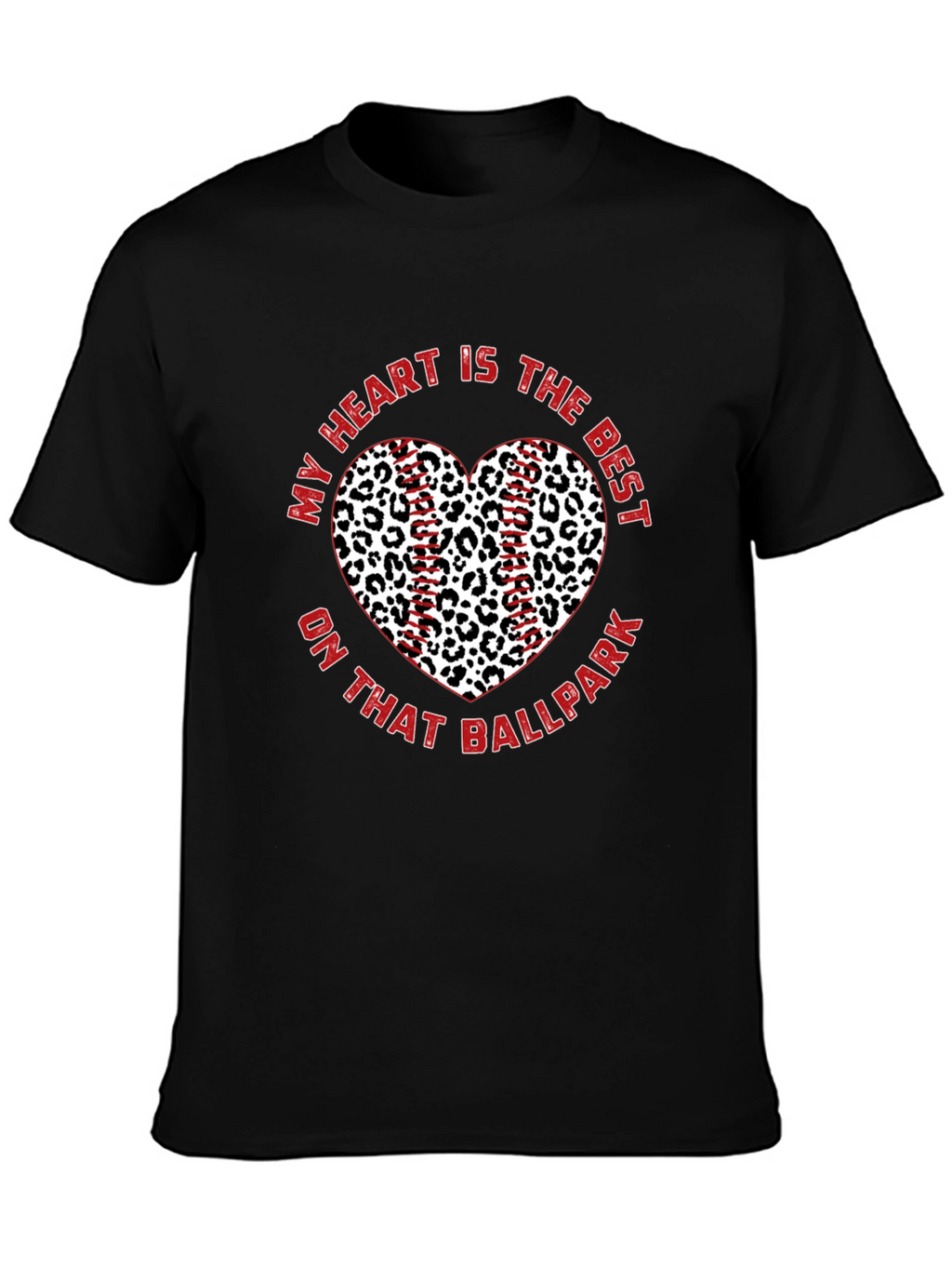 Baseball Leopard Heart T-Shirt