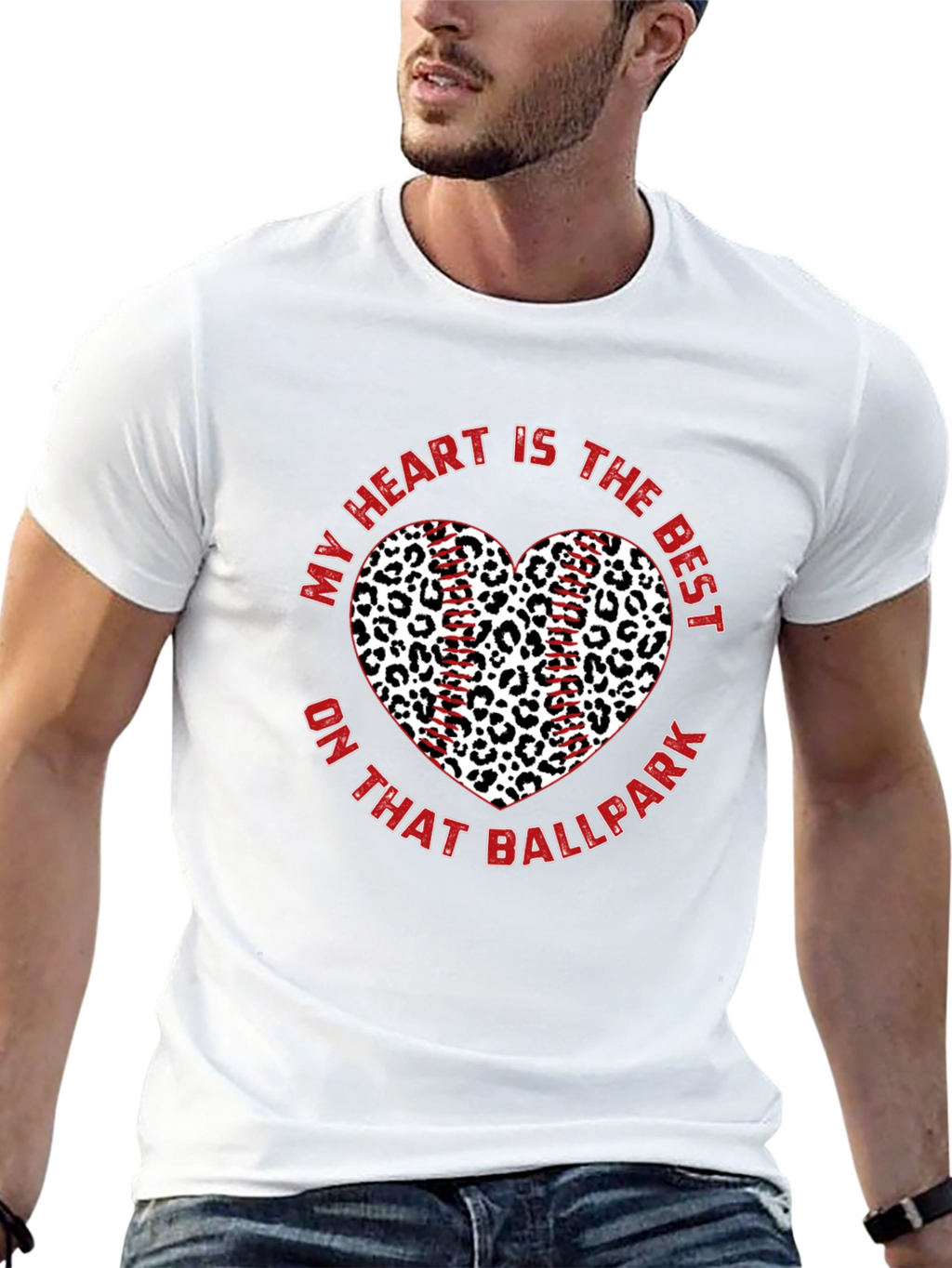 Baseball Leopard Heart T-Shirt