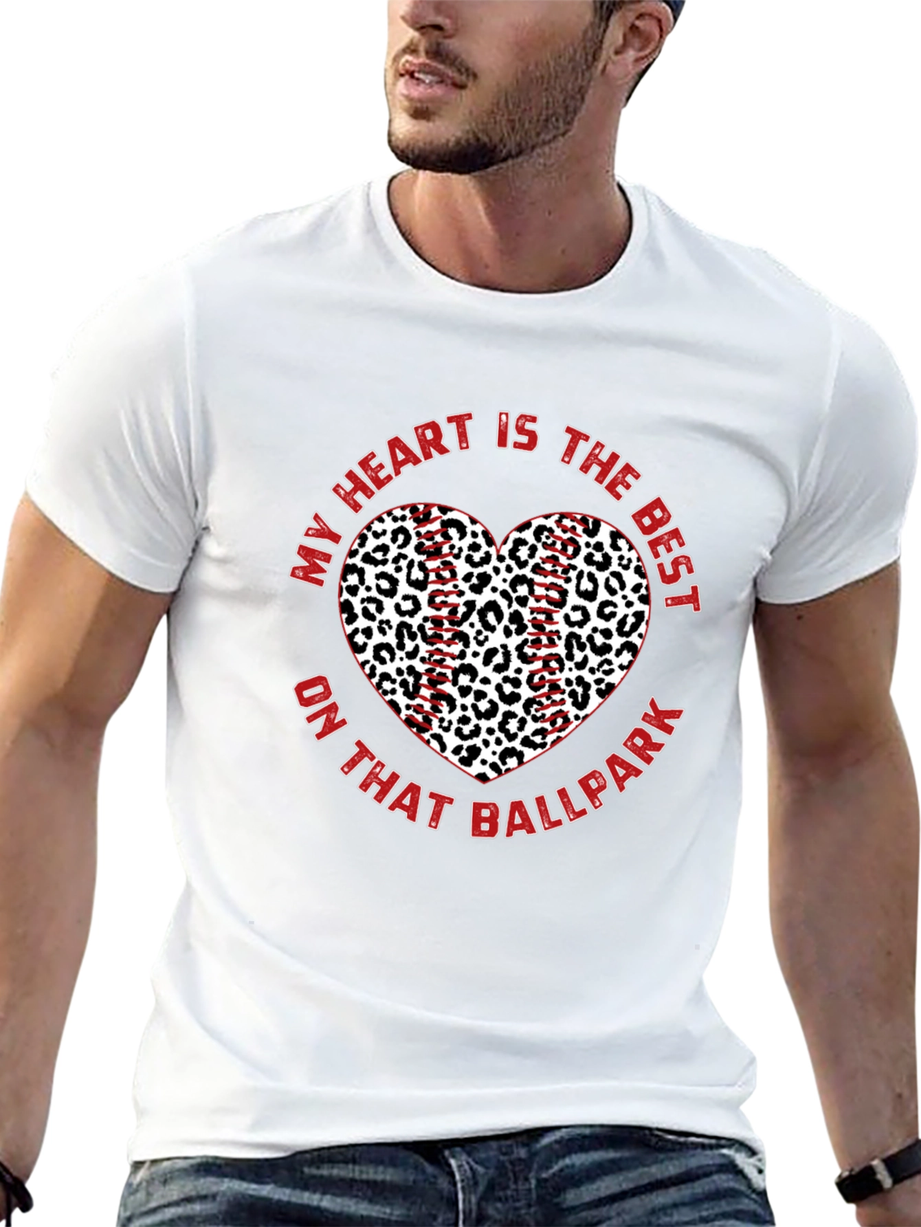 Baseball Leopard Heart T-Shirt