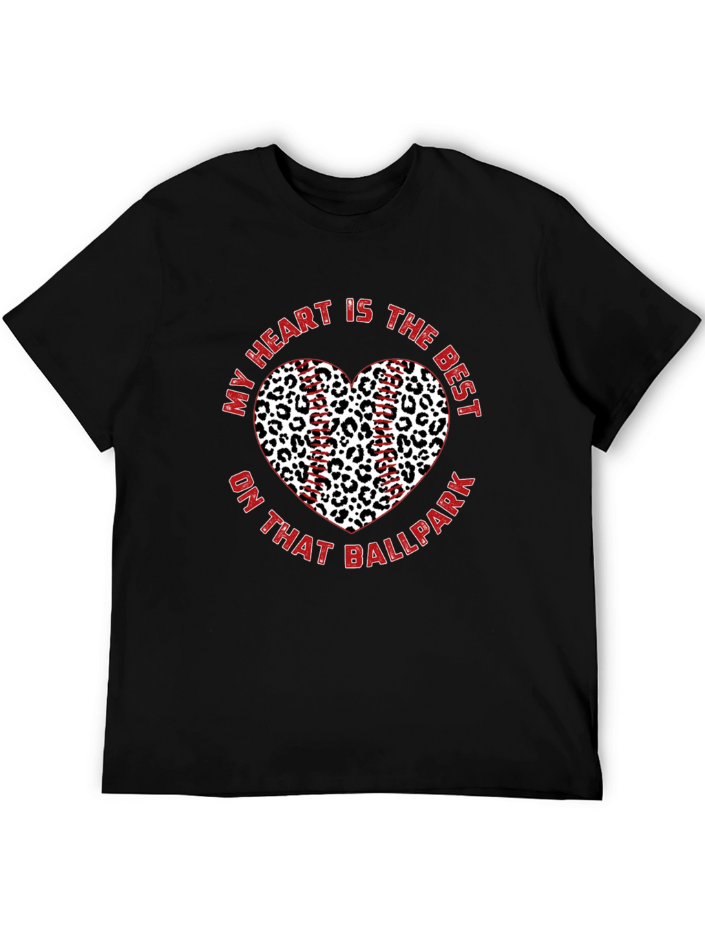 Baseball Leopard Heart T-Shirt