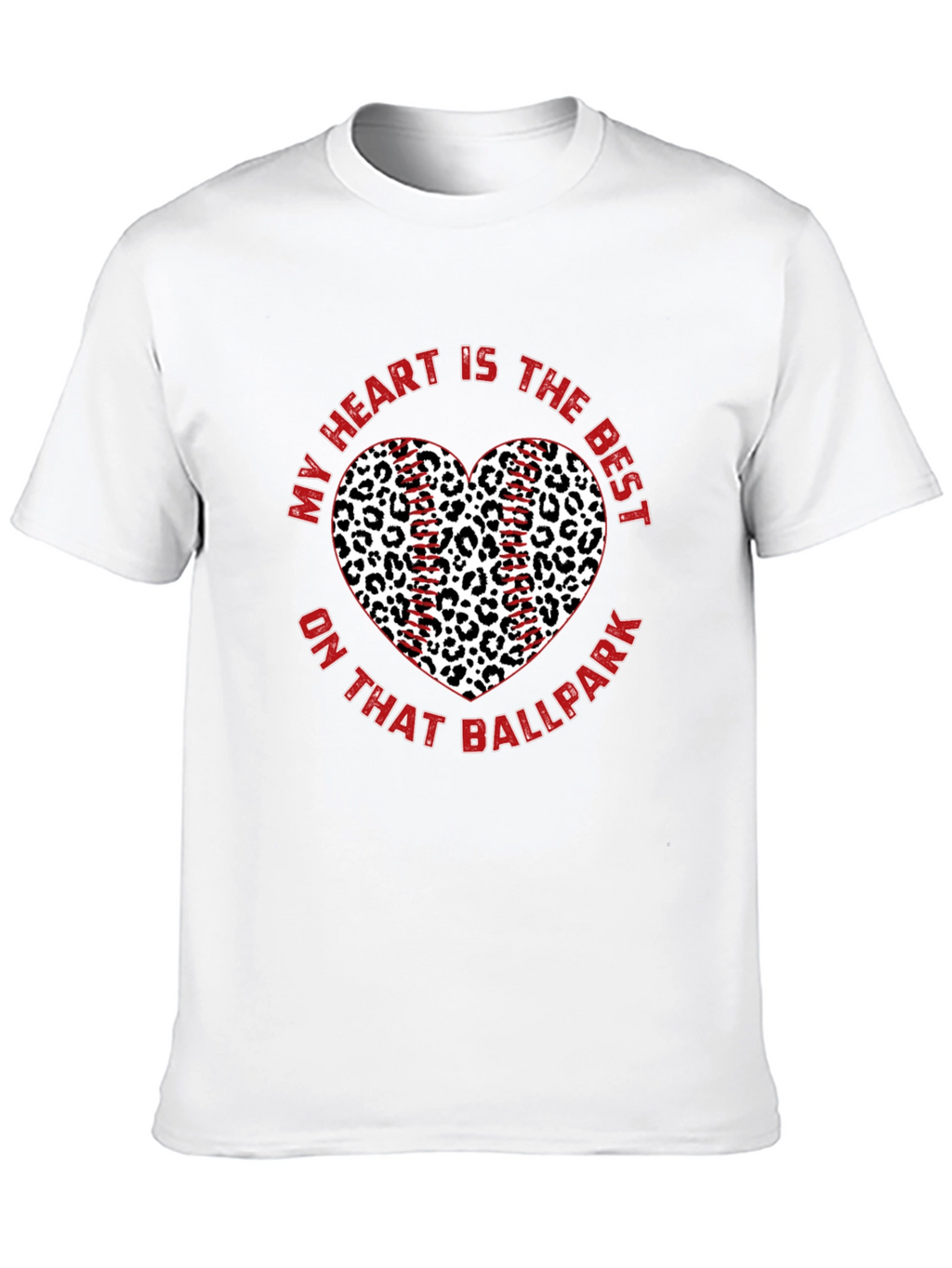 Baseball Leopard Heart T-Shirt