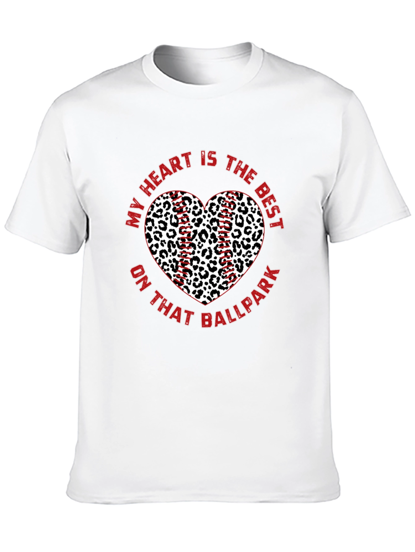Baseball Leopard Heart T-Shirt