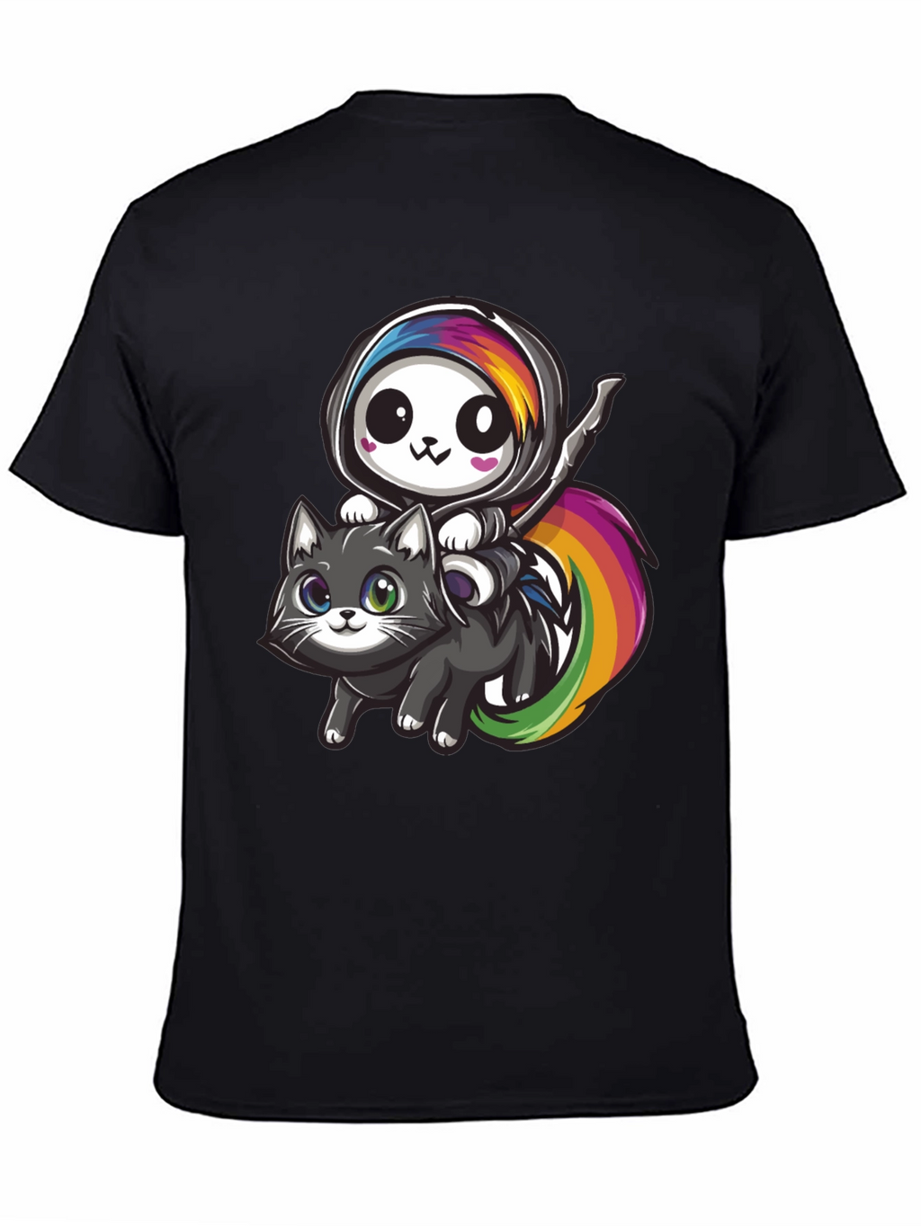 Kawaii Grim Reaper Riding Cat T-Shirt