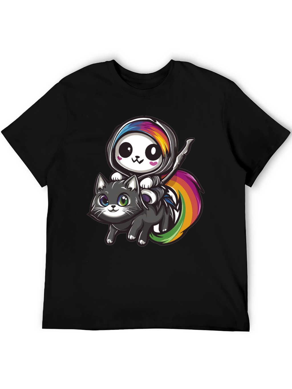 Kawaii Grim Reaper Riding Cat T-Shirt