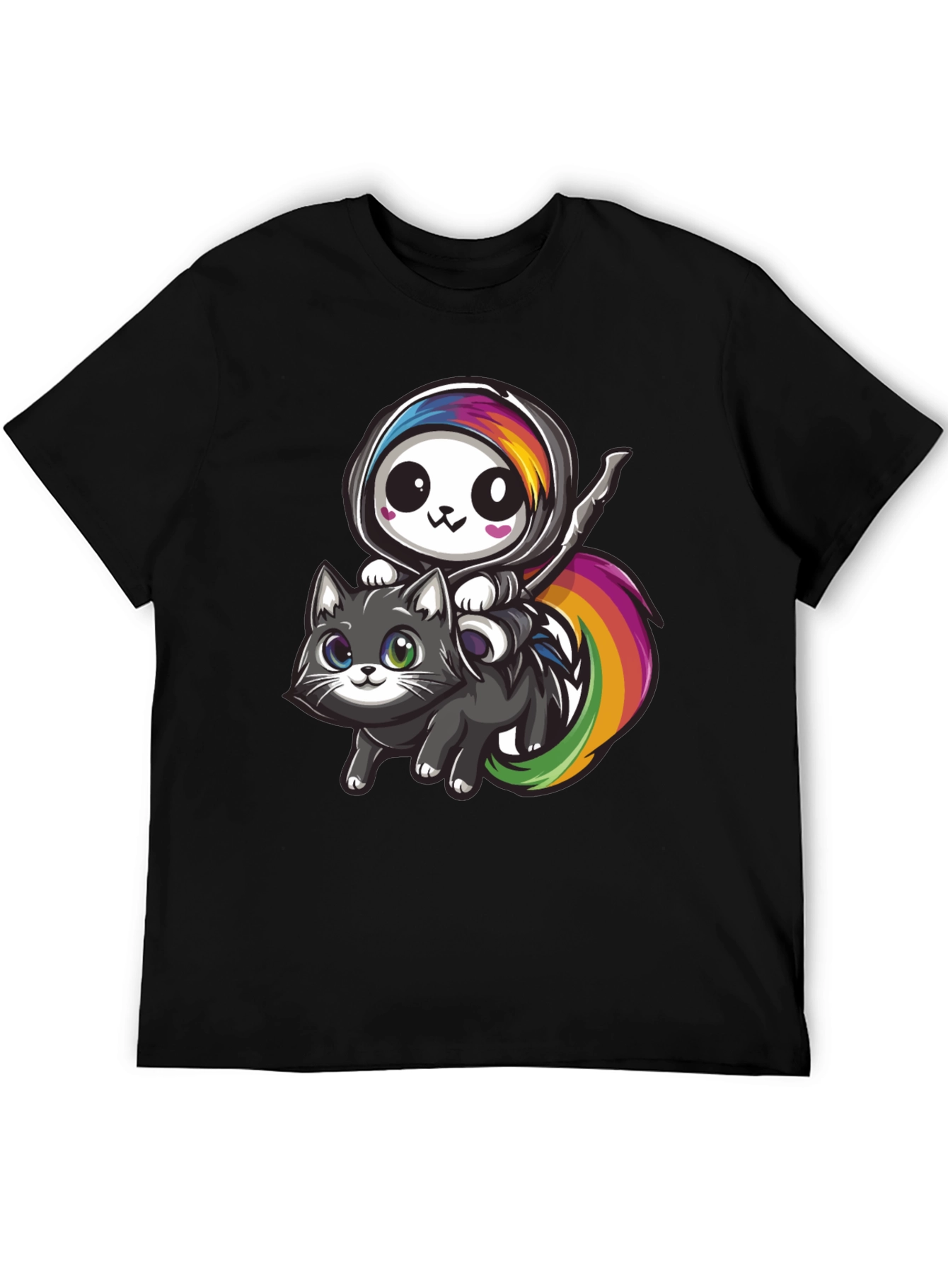 Kawaii Grim Reaper Riding Cat T-Shirt