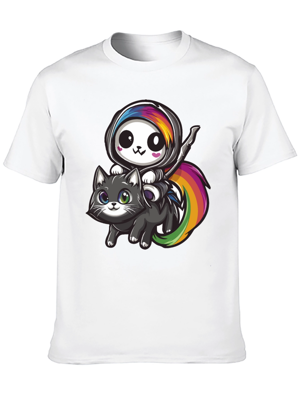 Kawaii Grim Reaper Riding Cat T-Shirt