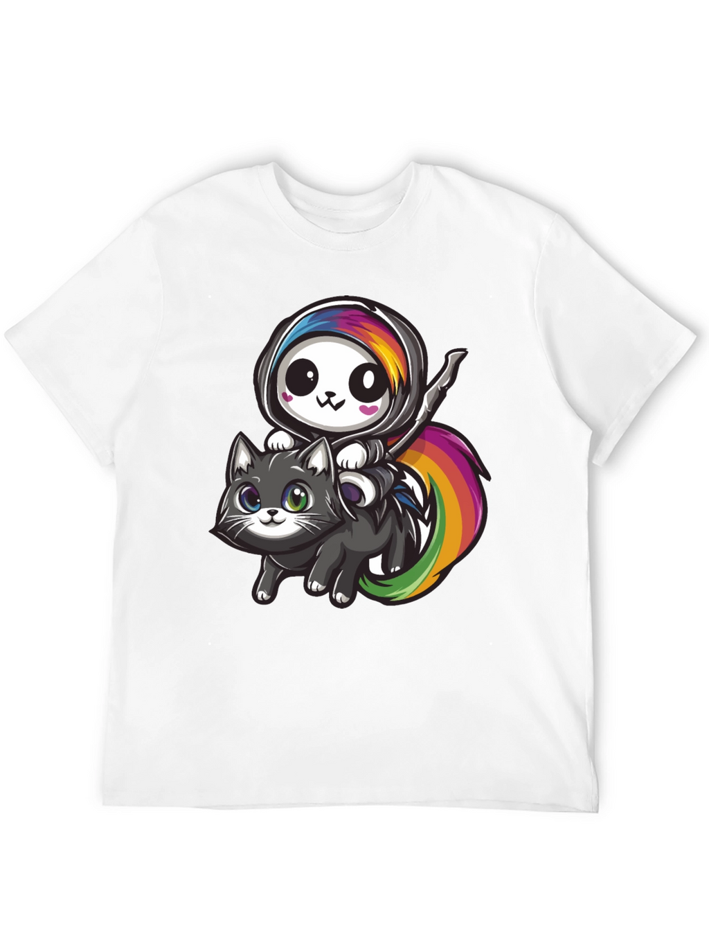 Kawaii Grim Reaper Riding Cat T-Shirt
