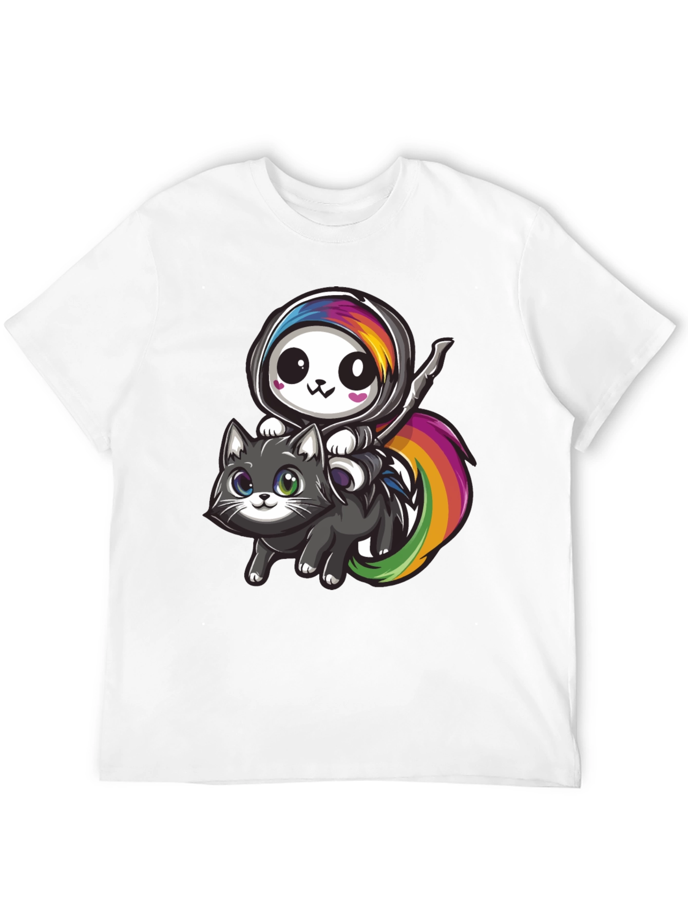 Kawaii Grim Reaper Riding Cat T-Shirt