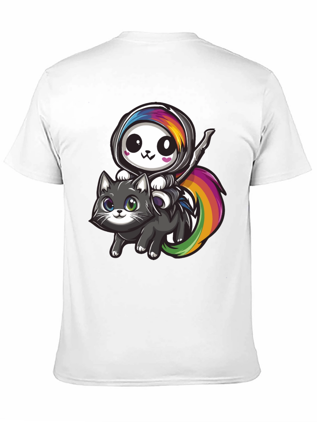 Kawaii Grim Reaper Riding Cat T-Shirt