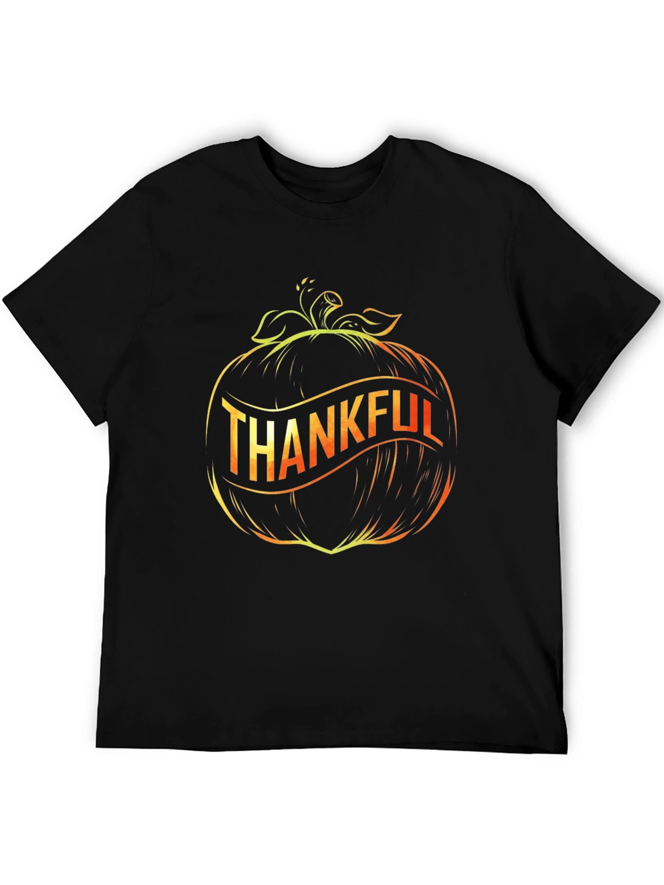 Thankful Pumpkin Graphic Black T-Shirt