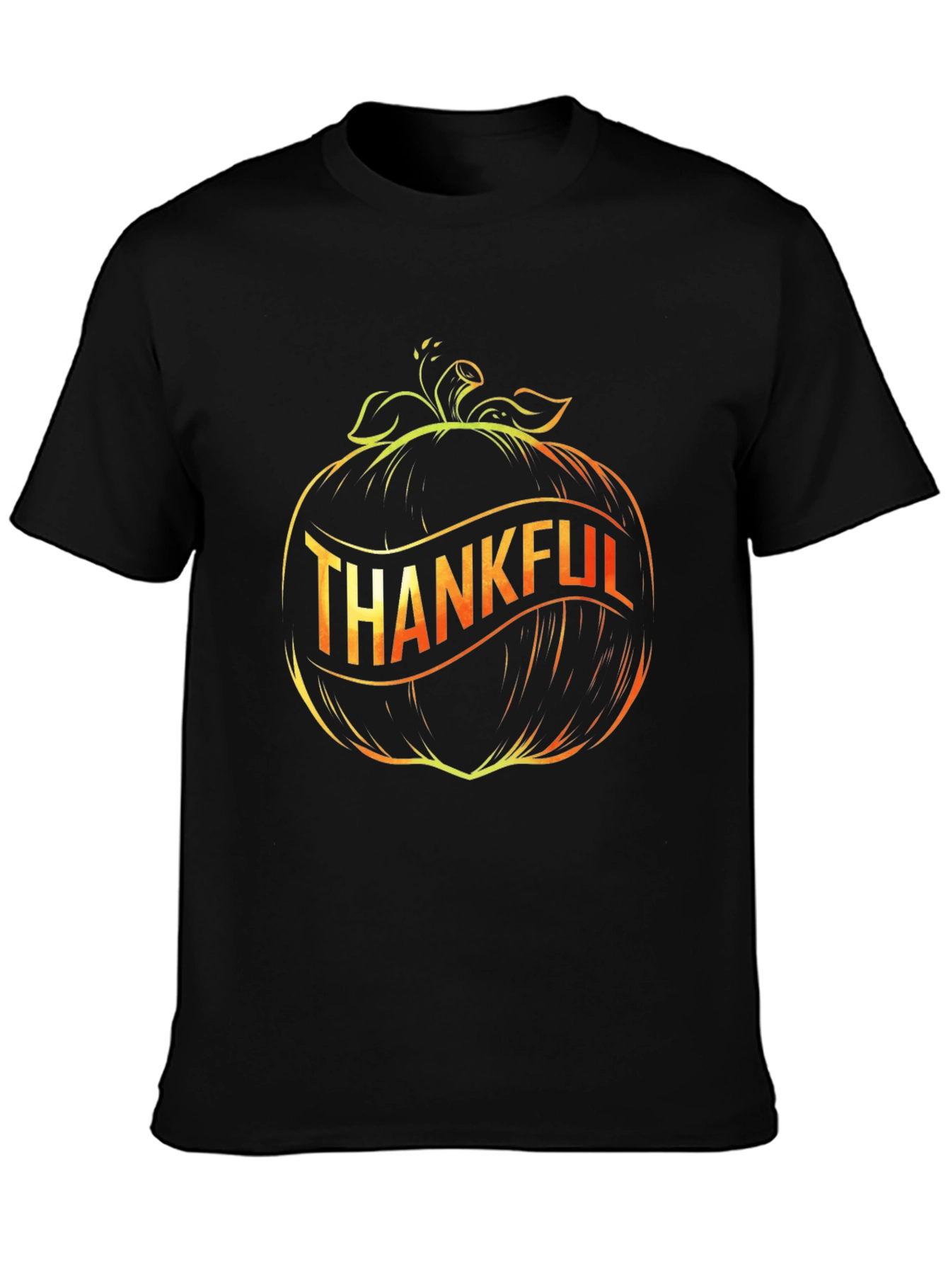 Thankful Pumpkin Graphic Black T-Shirt