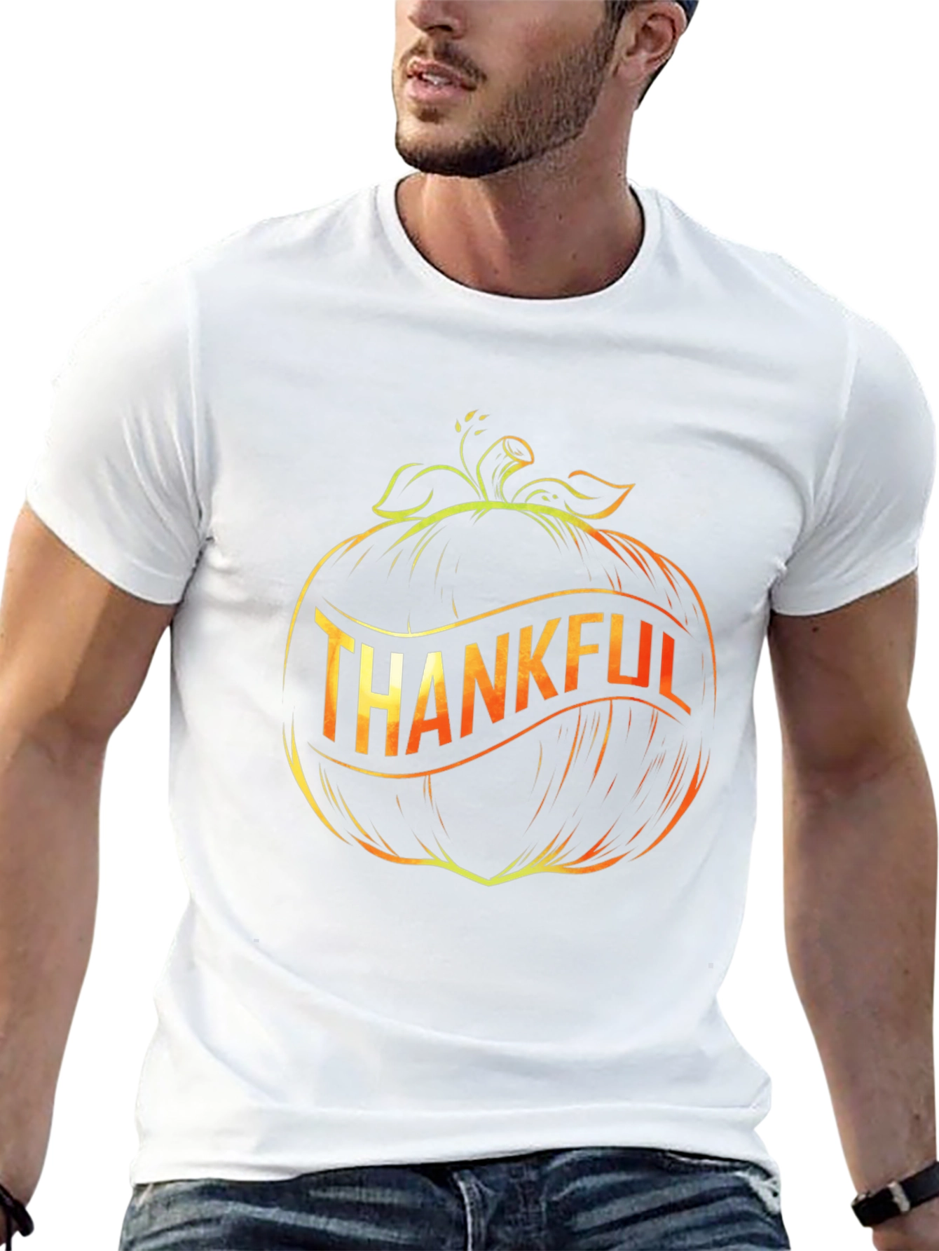Thankful Pumpkin Graphic Black T-Shirt