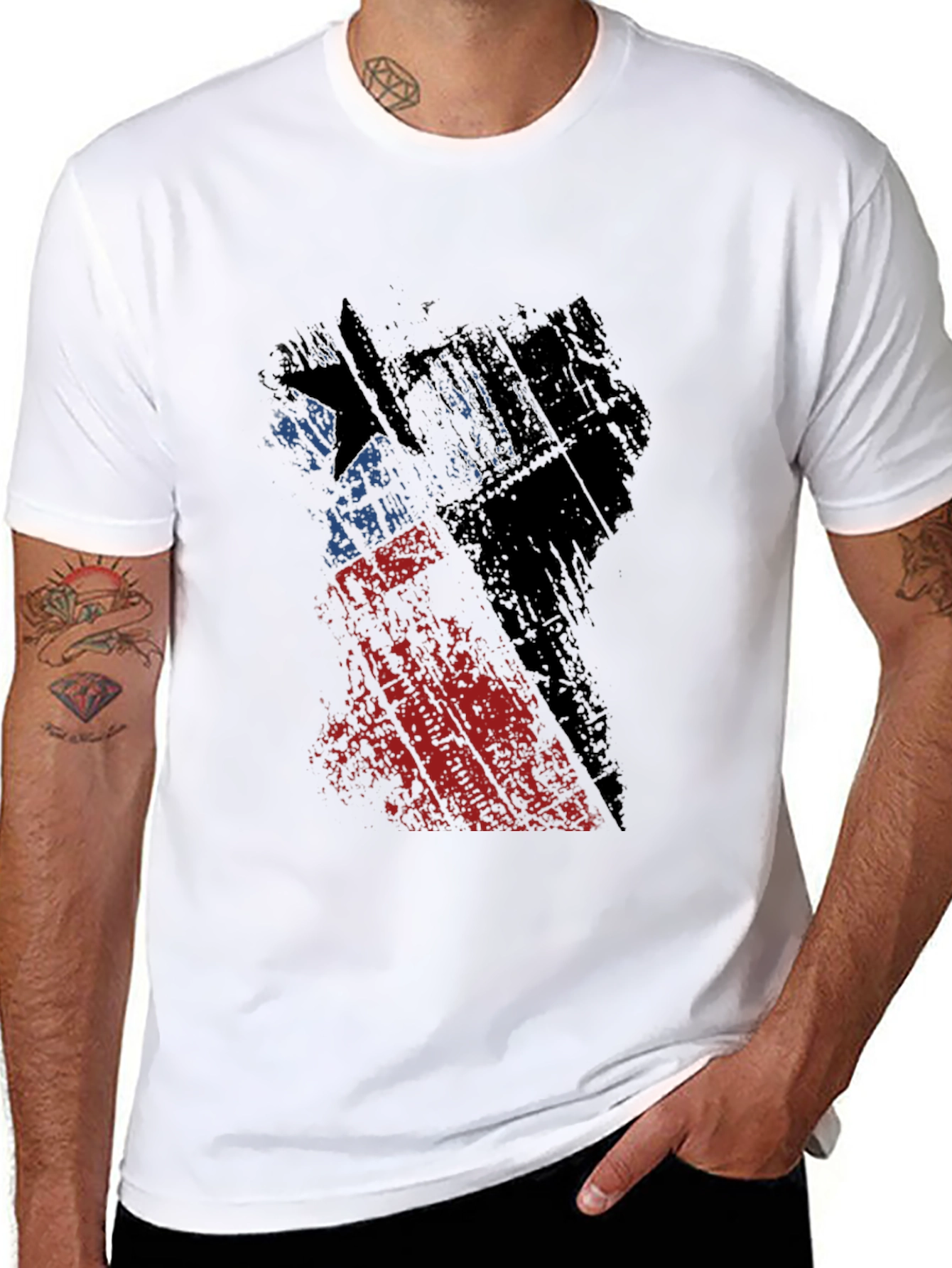 Graphic Print Tee - Distressed Design