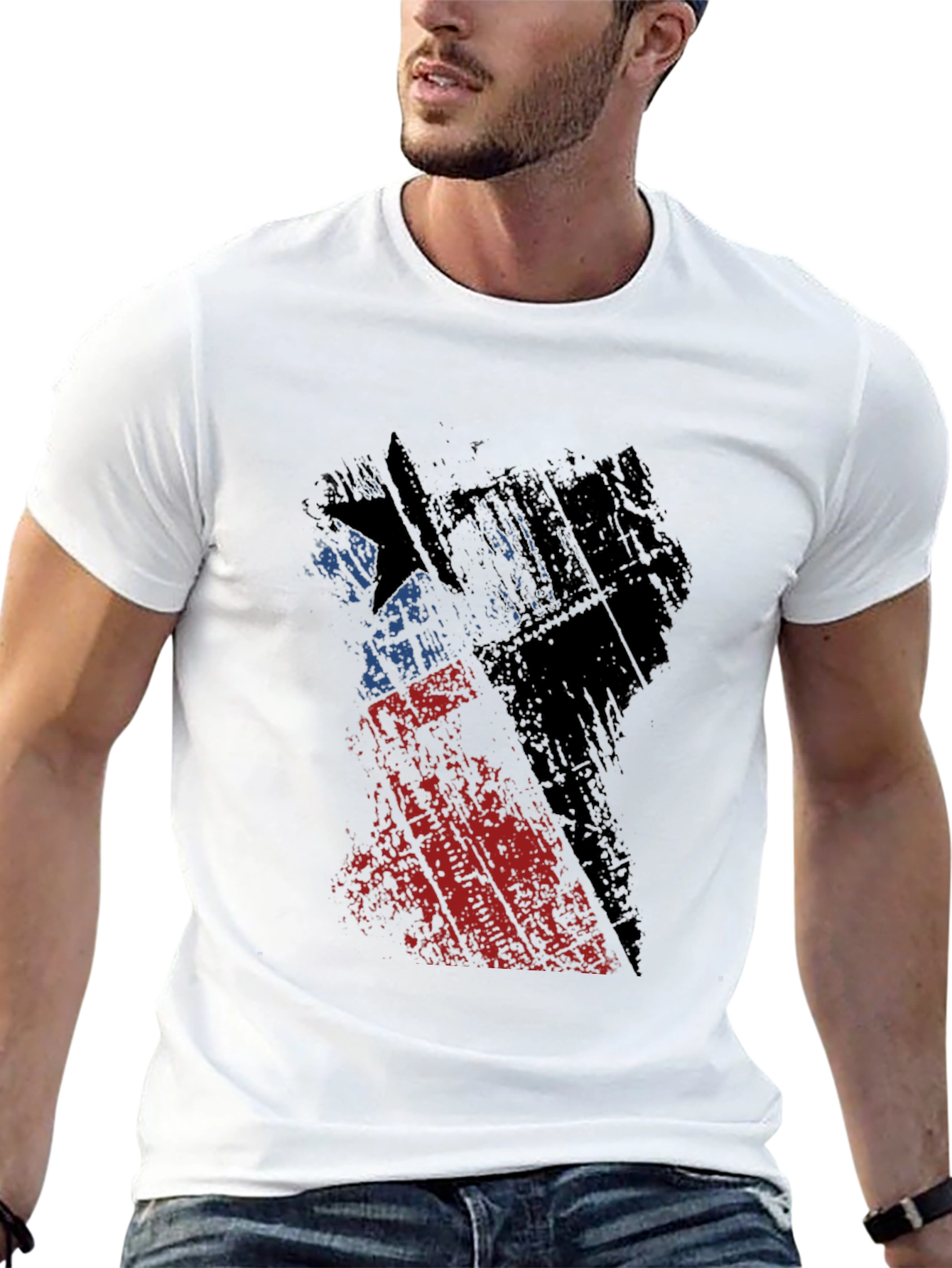 Graphic Print Tee - Distressed Design