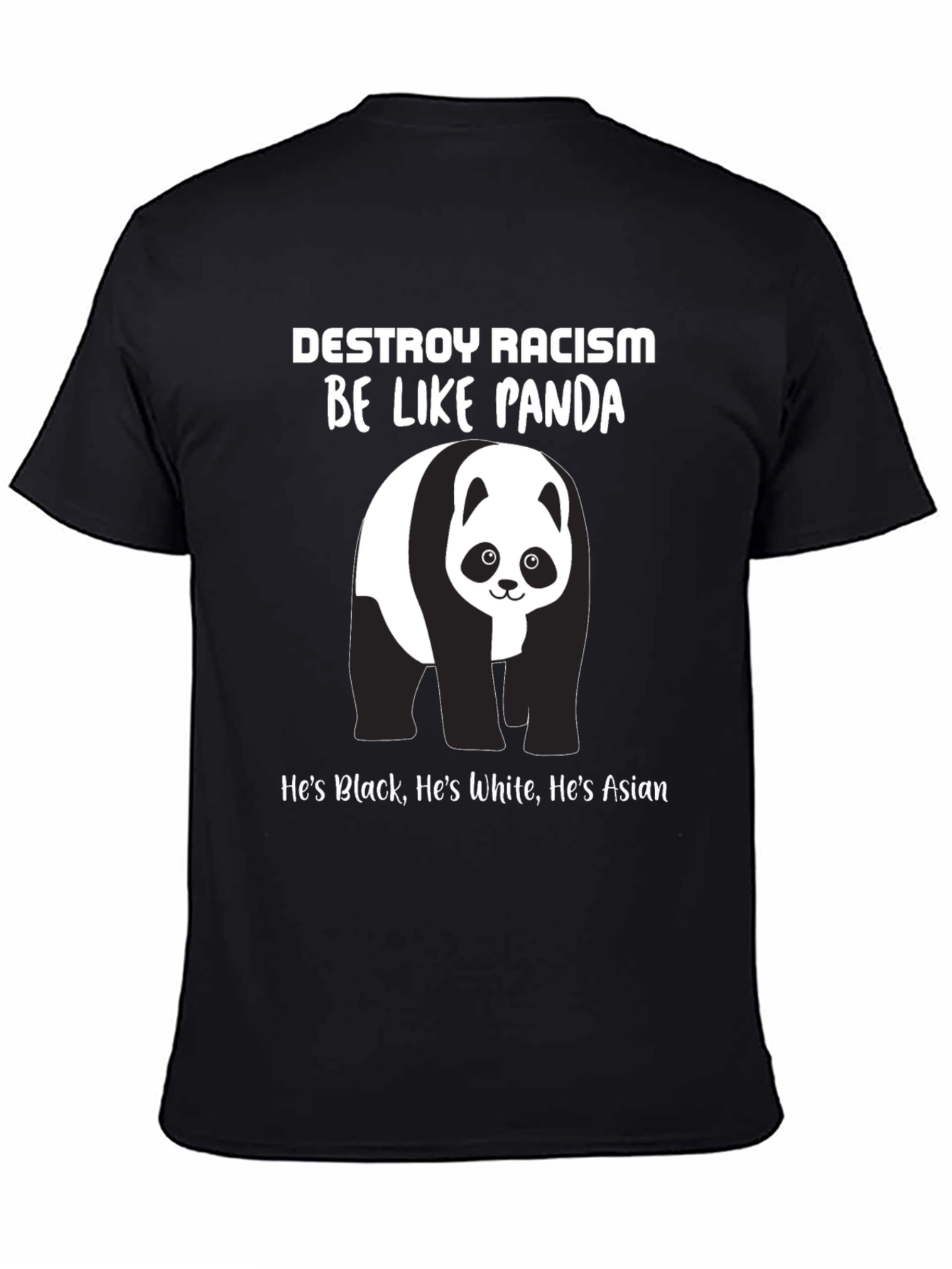 Destroy Racism Panda T-Shirt - Black