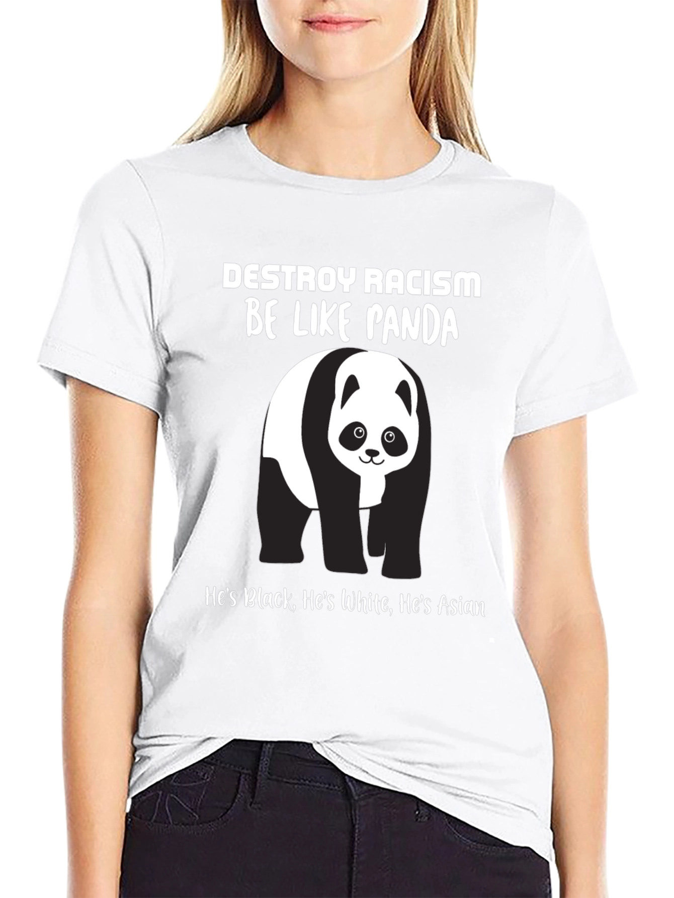 Destroy Racism Panda T-Shirt - Black
