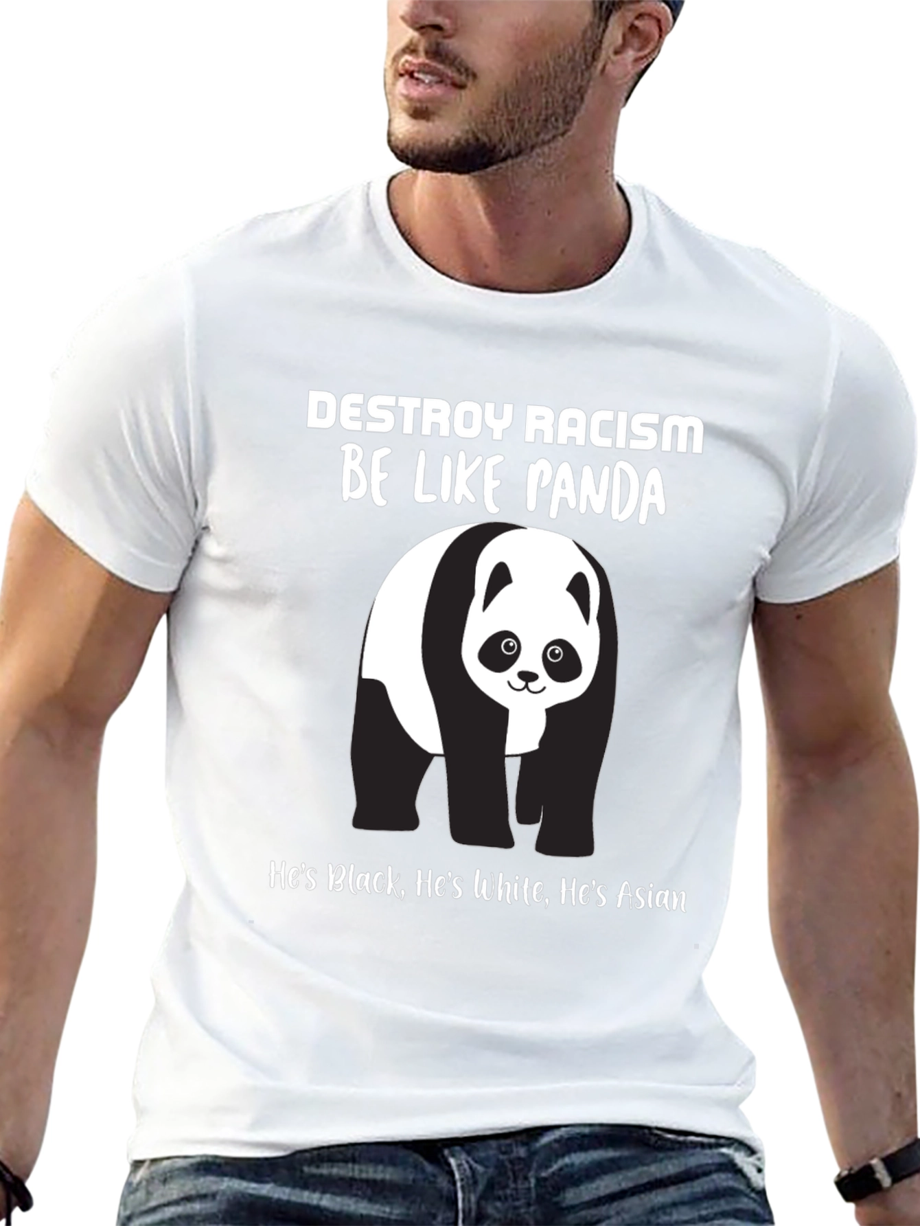Destroy Racism Panda T-Shirt - Black