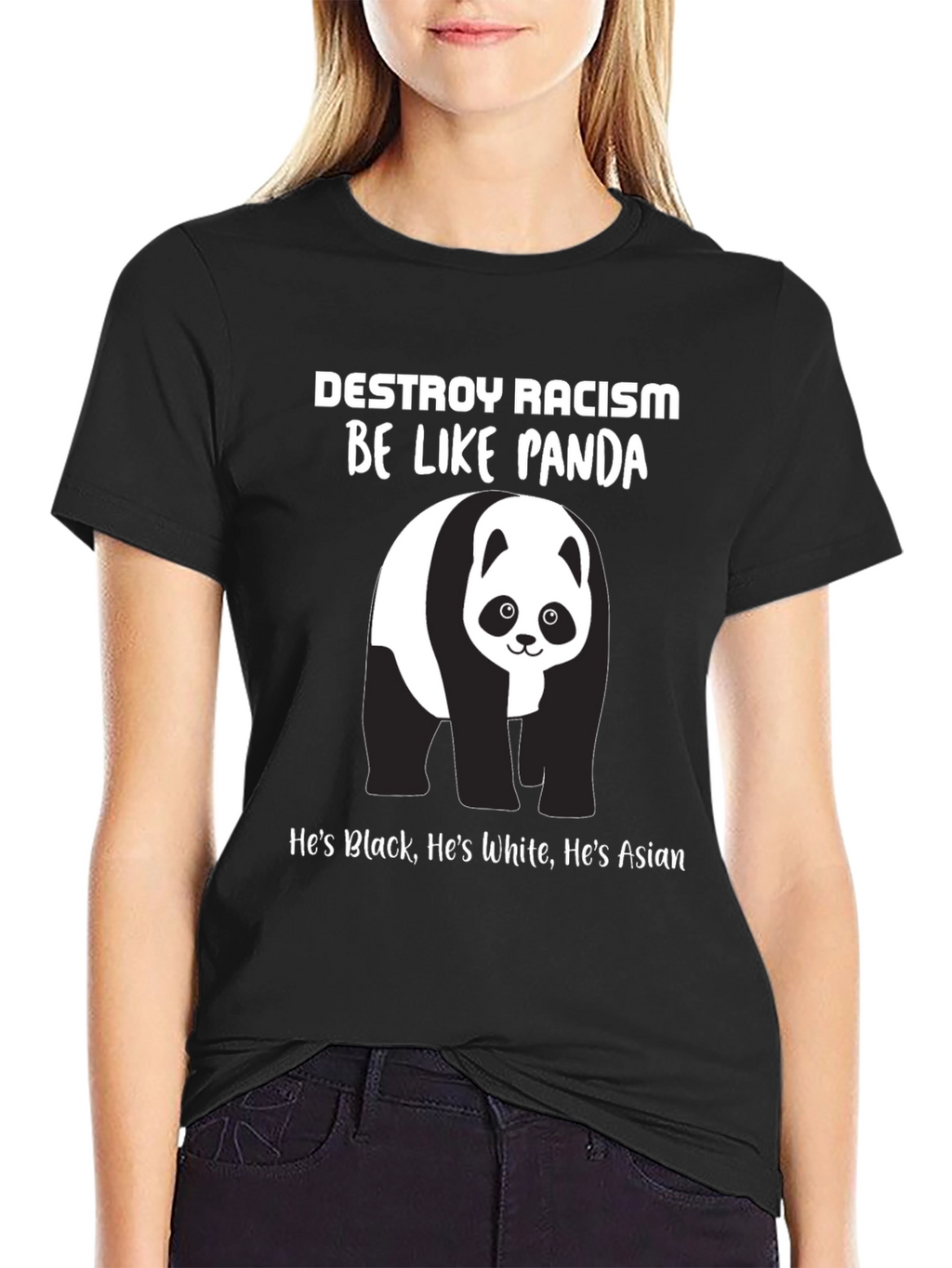 Destroy Racism Panda T-Shirt - Black