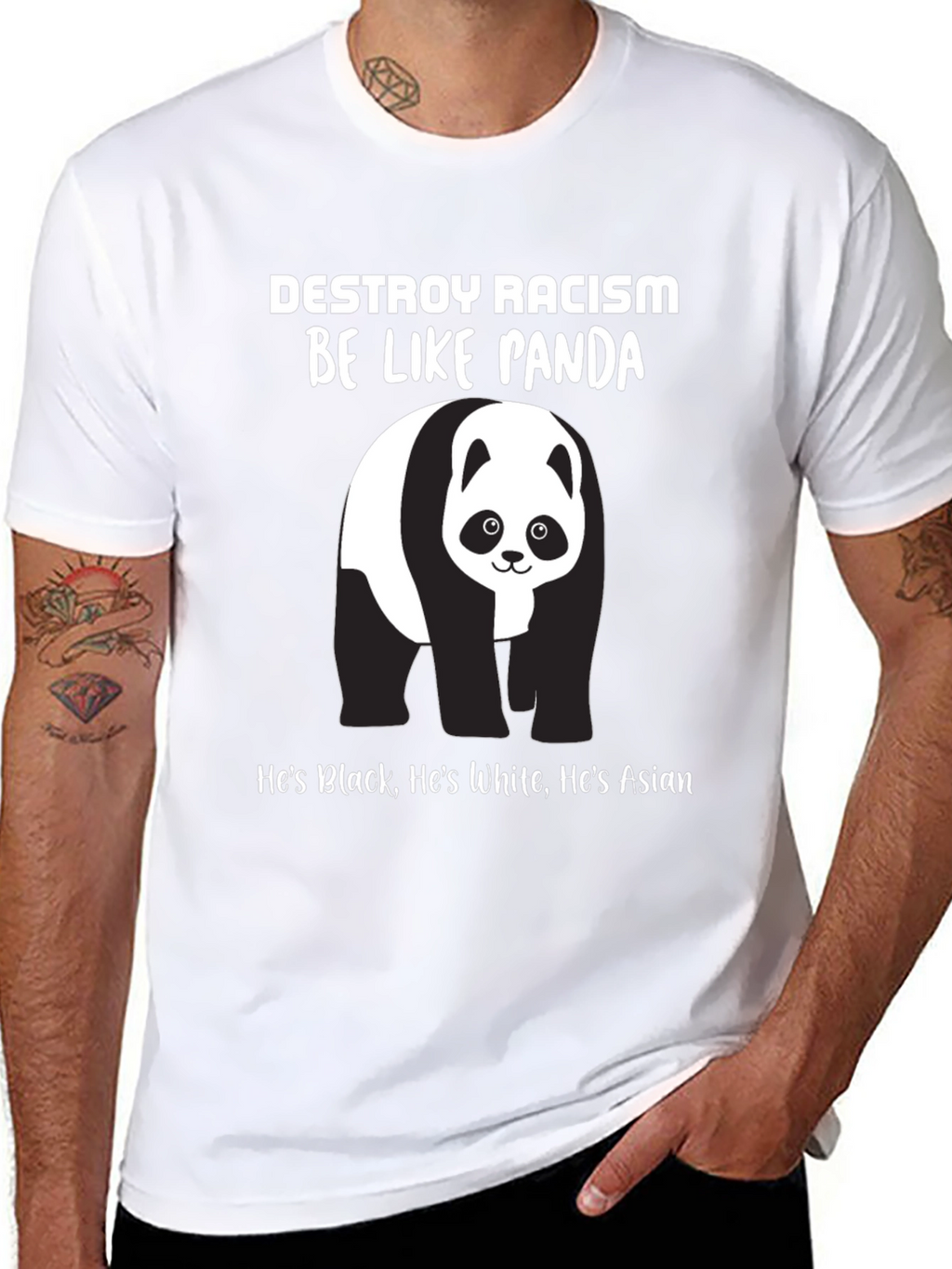 Destroy Racism Panda T-Shirt - Black