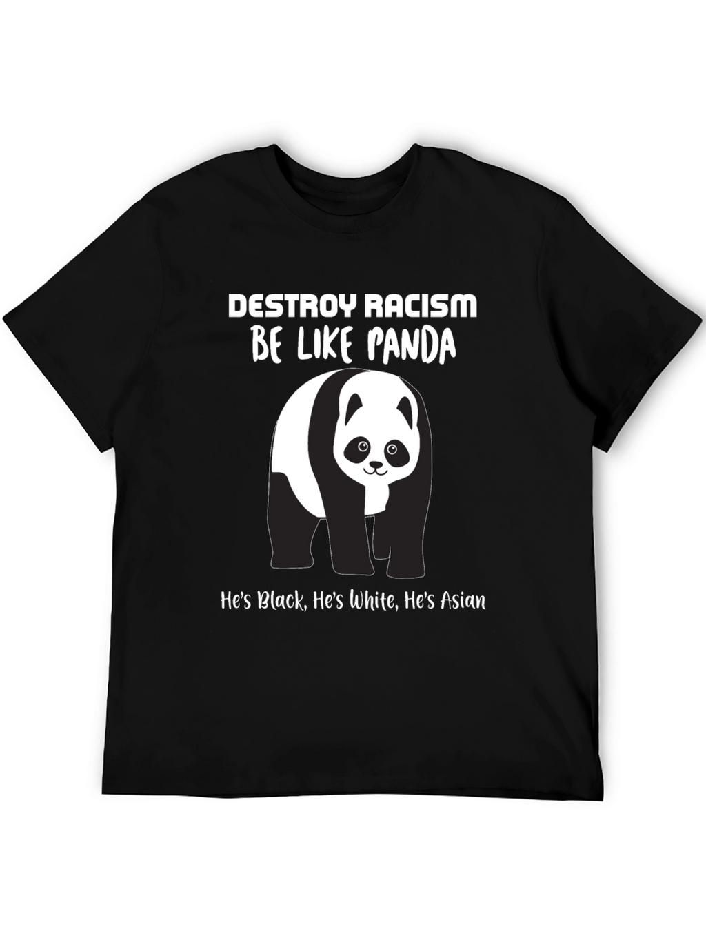 Destroy Racism Panda T-Shirt - Black