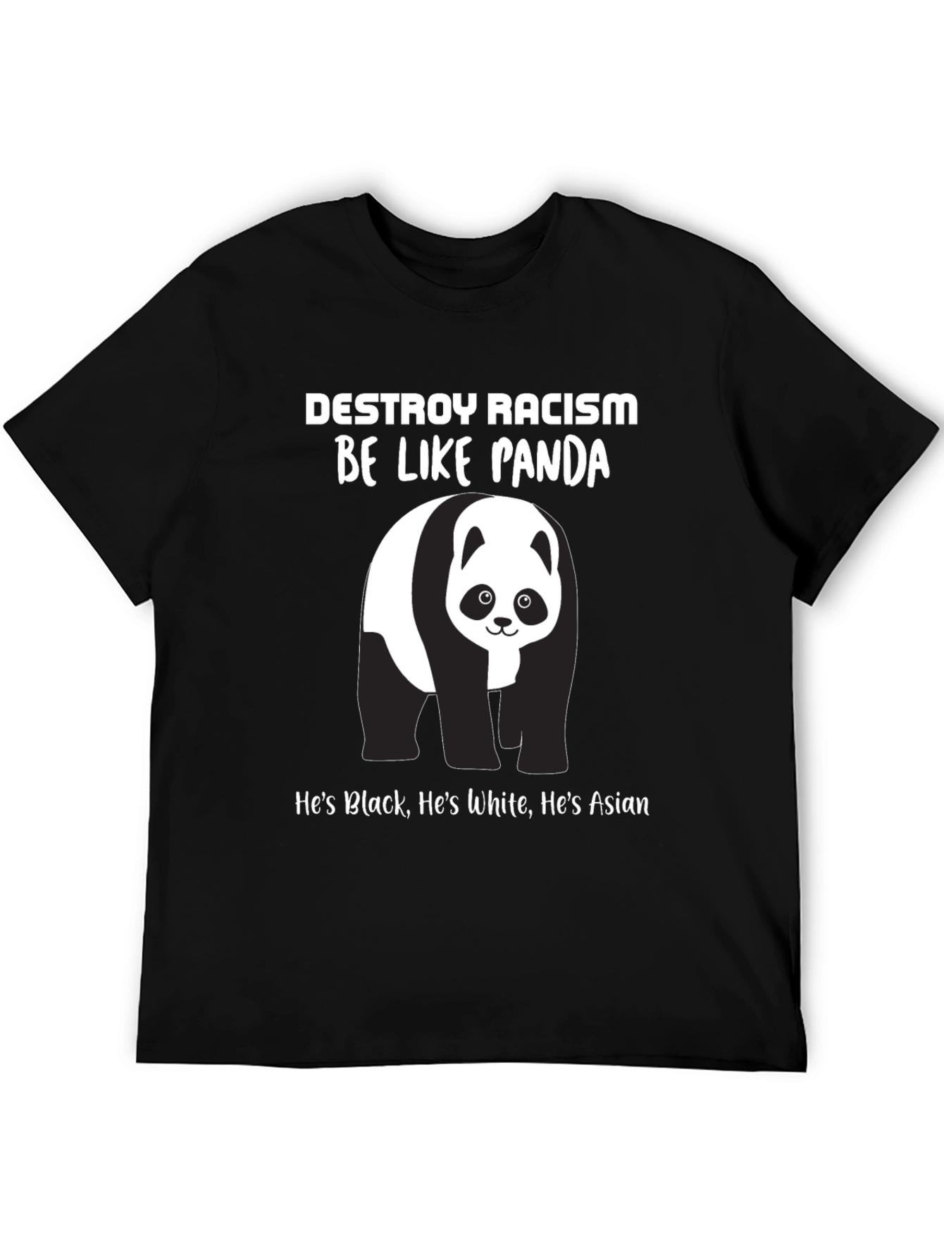 Destroy Racism Panda T-Shirt - Black