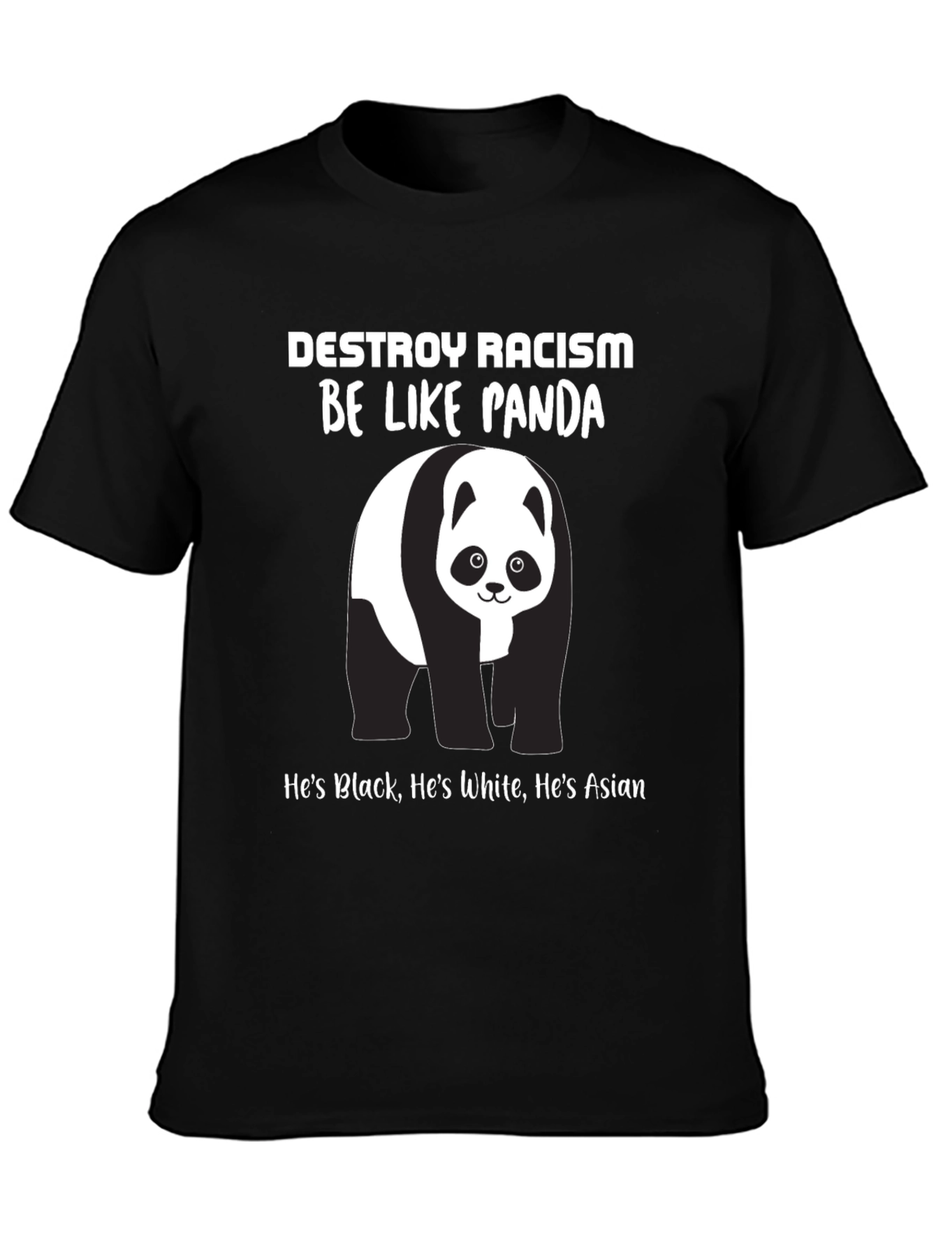 Destroy Racism Panda T-Shirt - Black