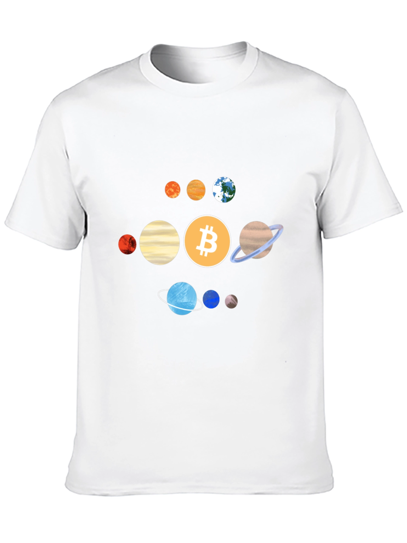 Bitcoin Solar System Graphic Tee - Crypto Planet T-Shirt