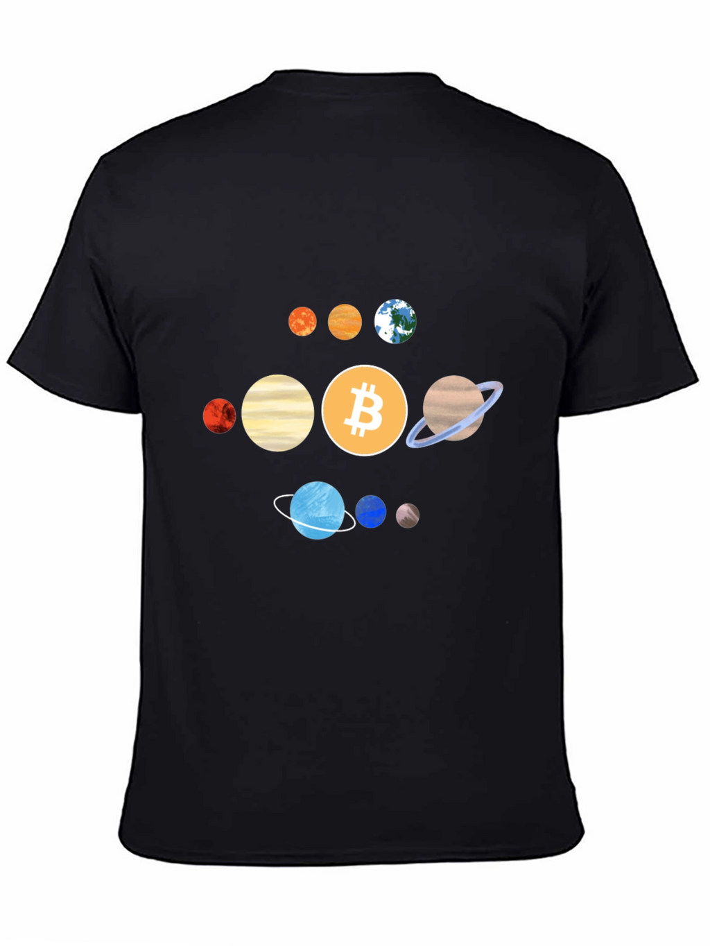 Bitcoin Solar System Graphic Tee - Crypto Planet T-Shirt