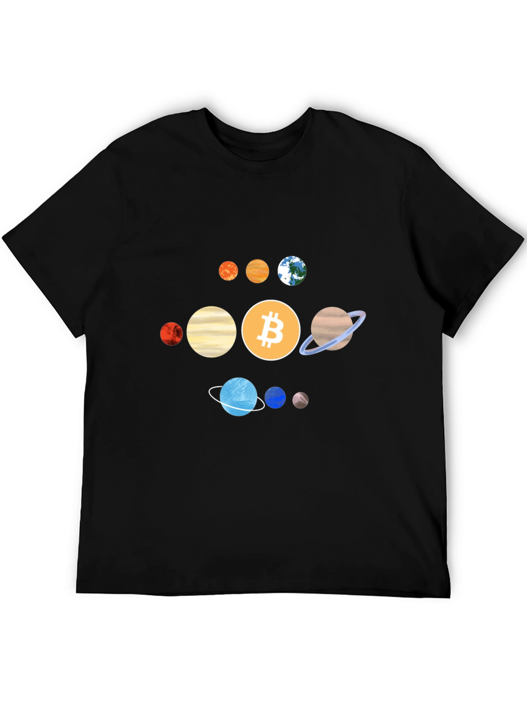 Bitcoin Solar System Graphic Tee - Crypto Planet T-Shirt