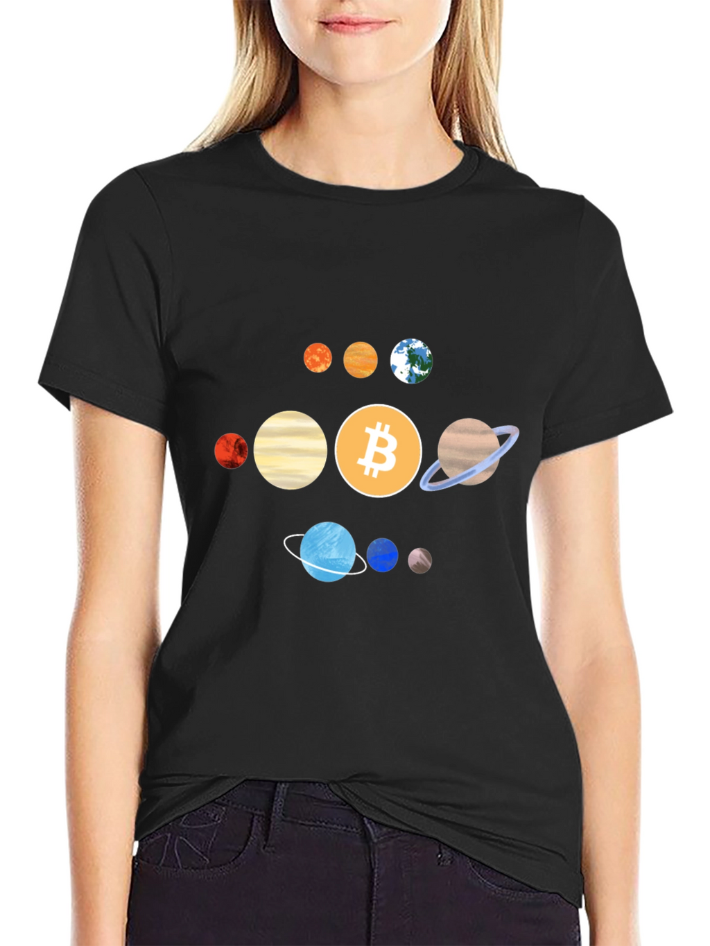 Bitcoin Solar System Graphic Tee - Crypto Planet T-Shirt
