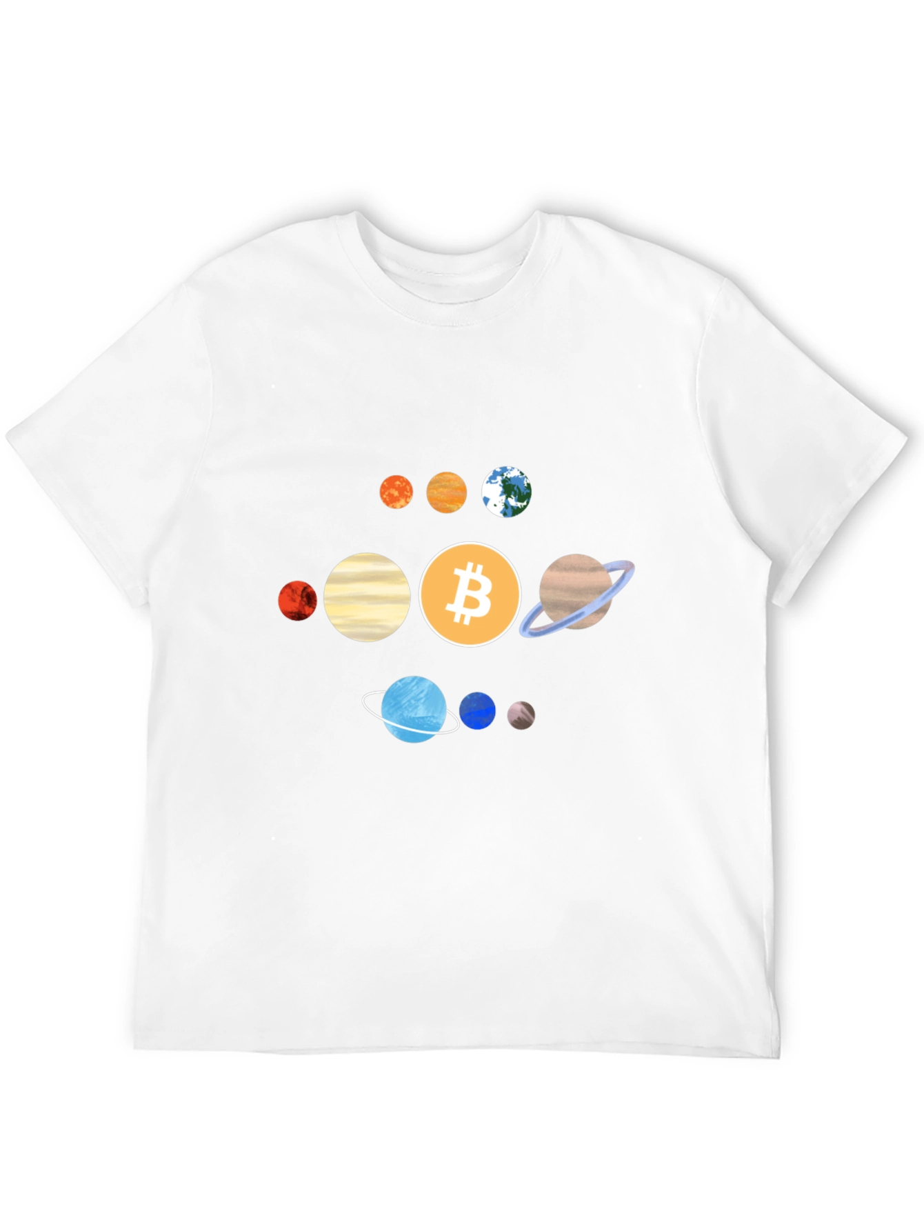 Bitcoin Solar System Graphic Tee - Crypto Planet T-Shirt