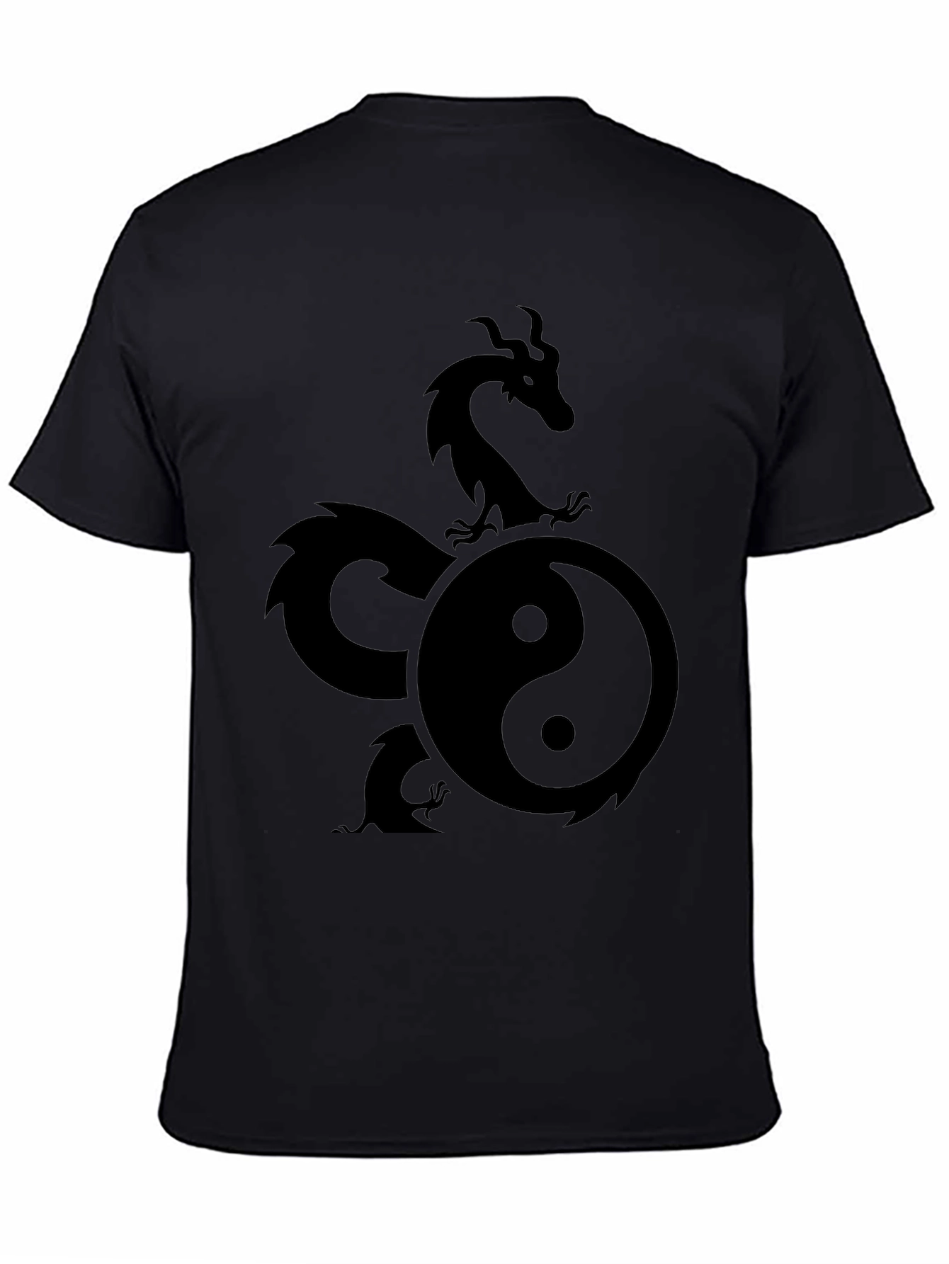 Yin Yang Dragon Graphic Tee - Mens Black T-Shirt