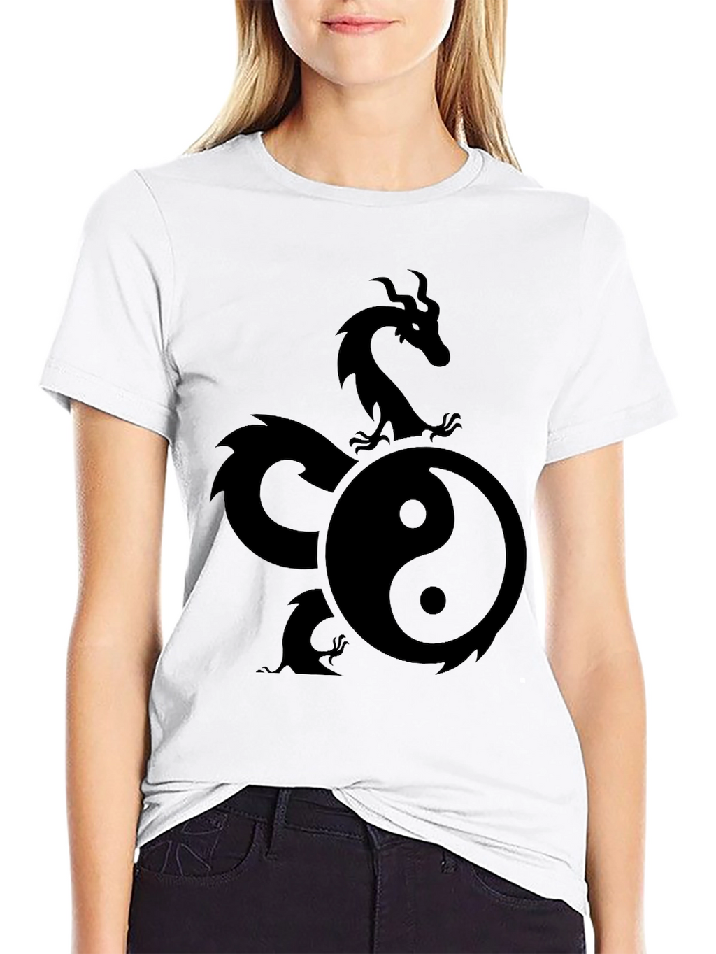 Yin Yang Dragon Graphic Tee - Mens Black T-Shirt