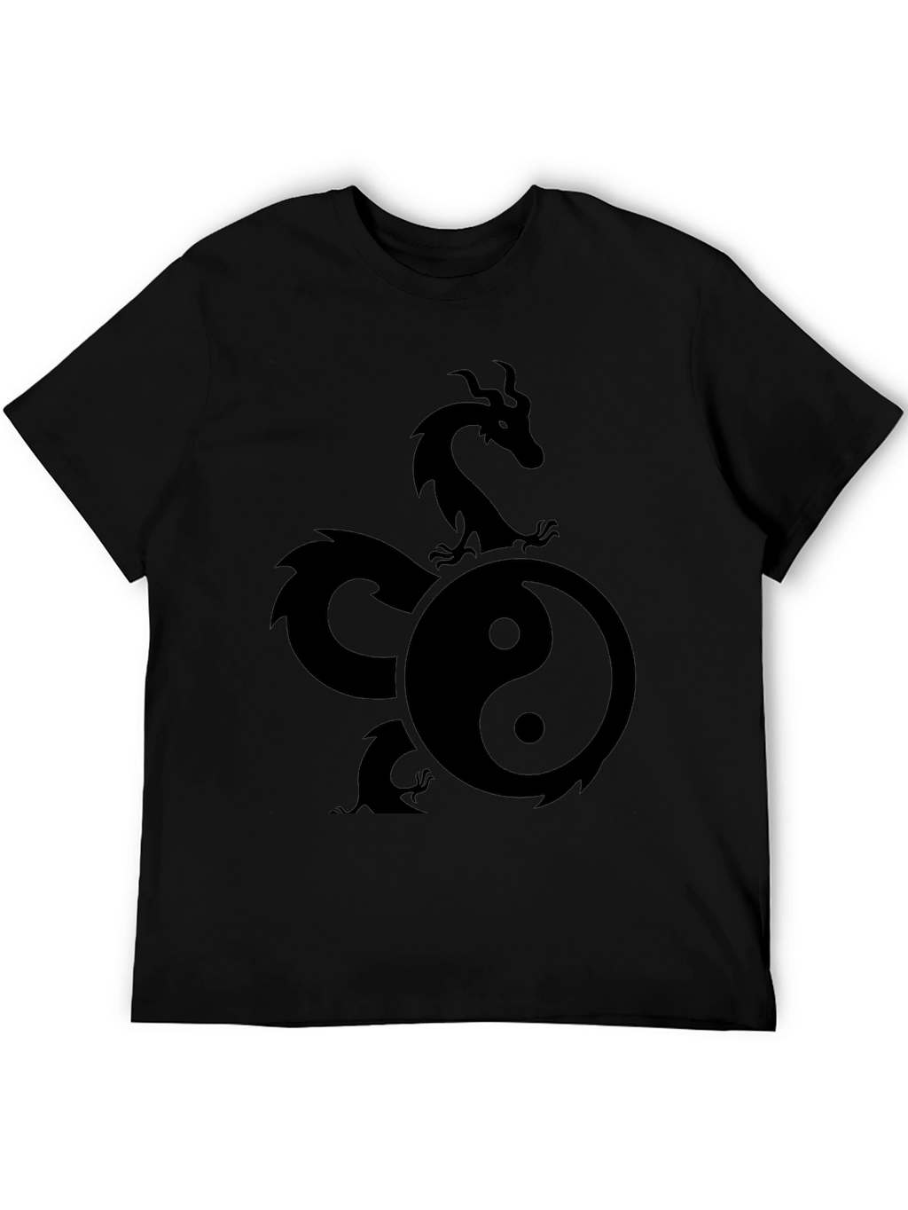 Yin Yang Dragon Graphic Tee - Mens Black T-Shirt