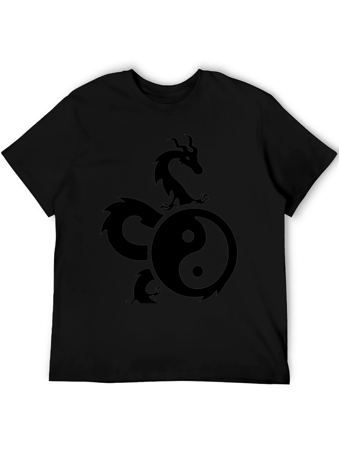 Yin Yang Dragon Graphic Tee - Mens Black T-Shirt