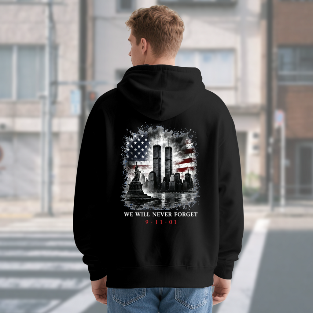 We Will Never Forget 9?11?01 Double?Sided Print Hoodie