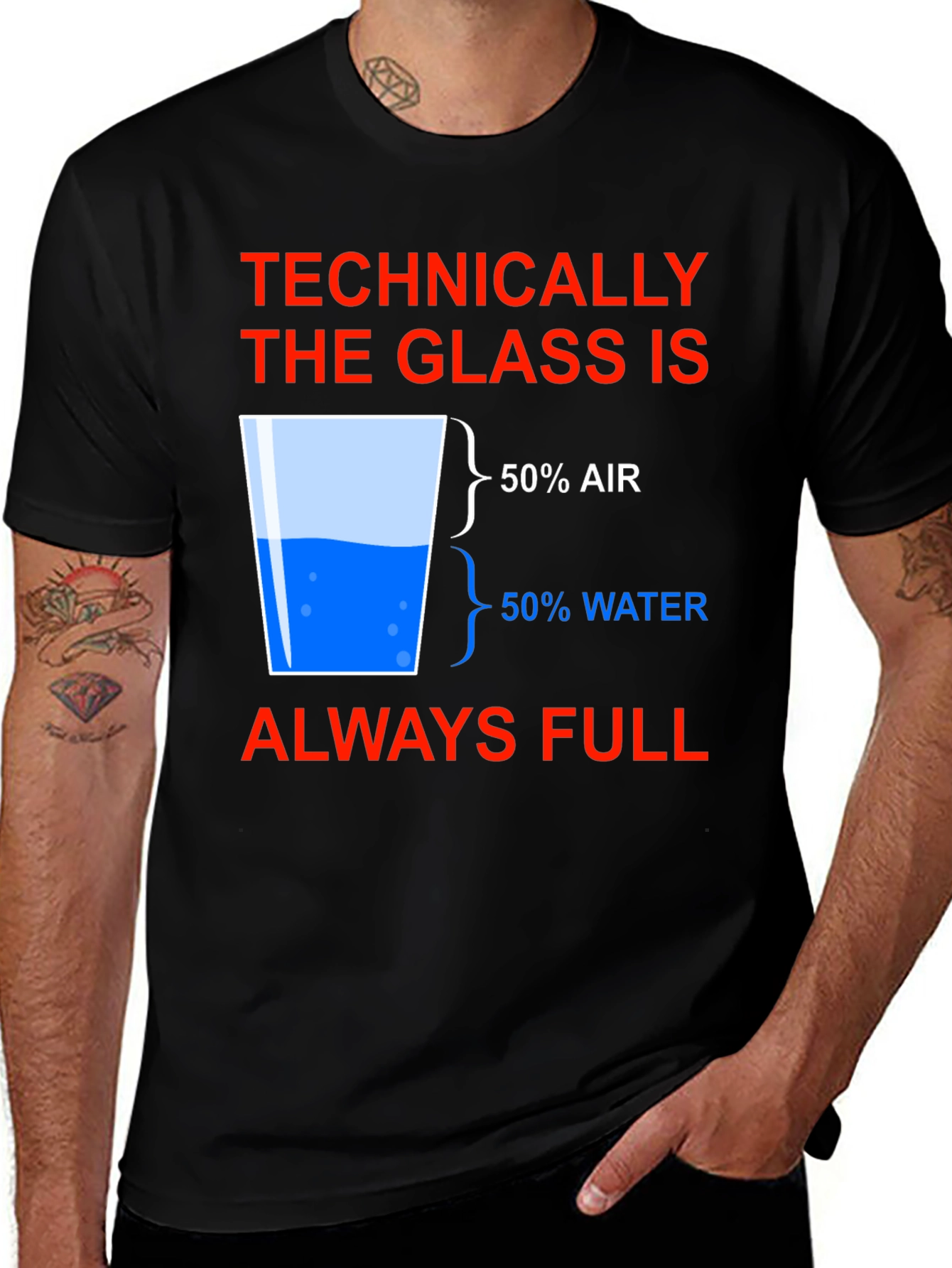 Technically Full Glass Humor T-Shirt