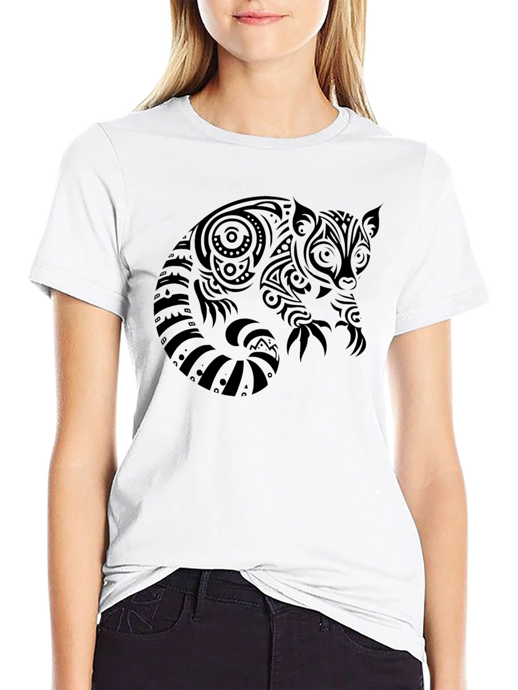 Tribal Red Panda Graphic Black T-Shirt