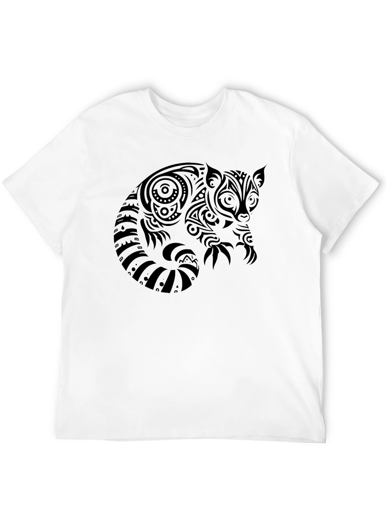 Tribal Red Panda Graphic Black T-Shirt