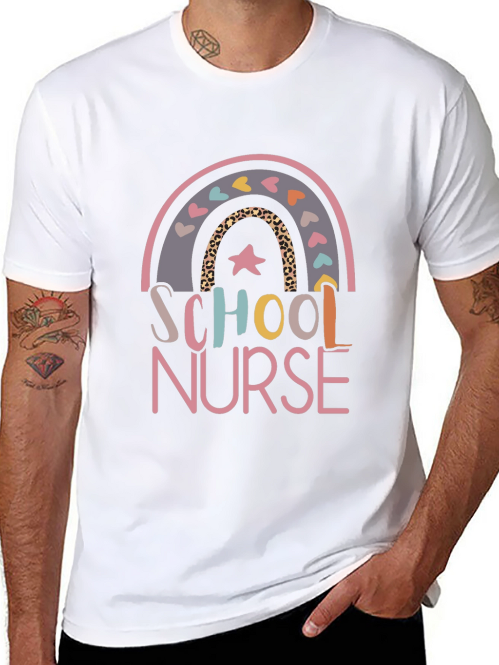 School Nurse Rainbow Graphic Tee