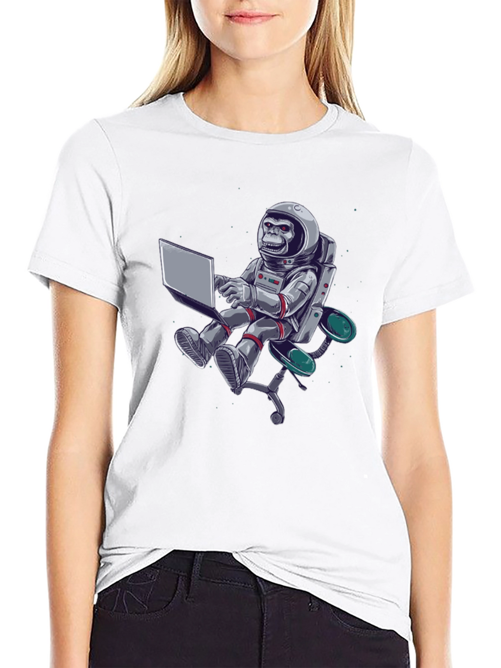 Astronaut Monkey Laptop Graphic Tee